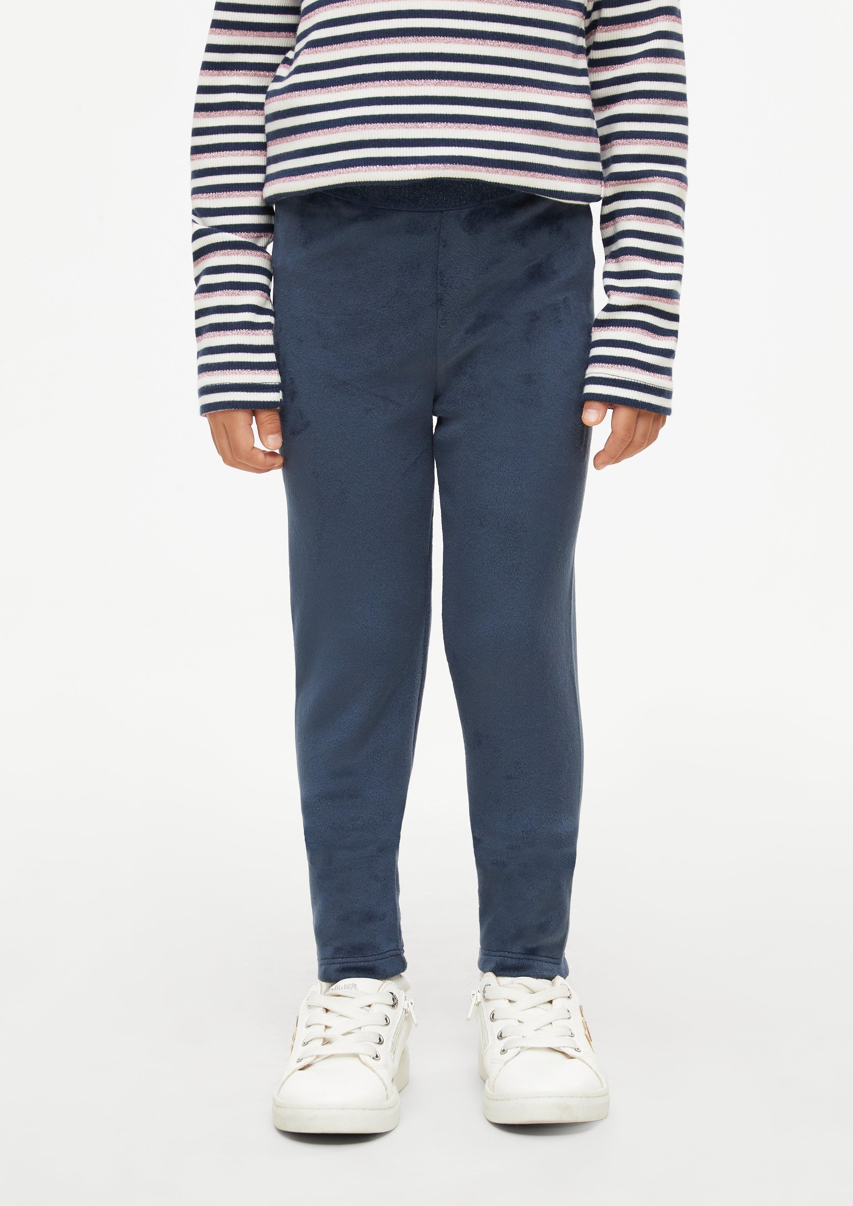 Junior Leggings en velours avec ceinture pailletée en bleu de s.Oliver