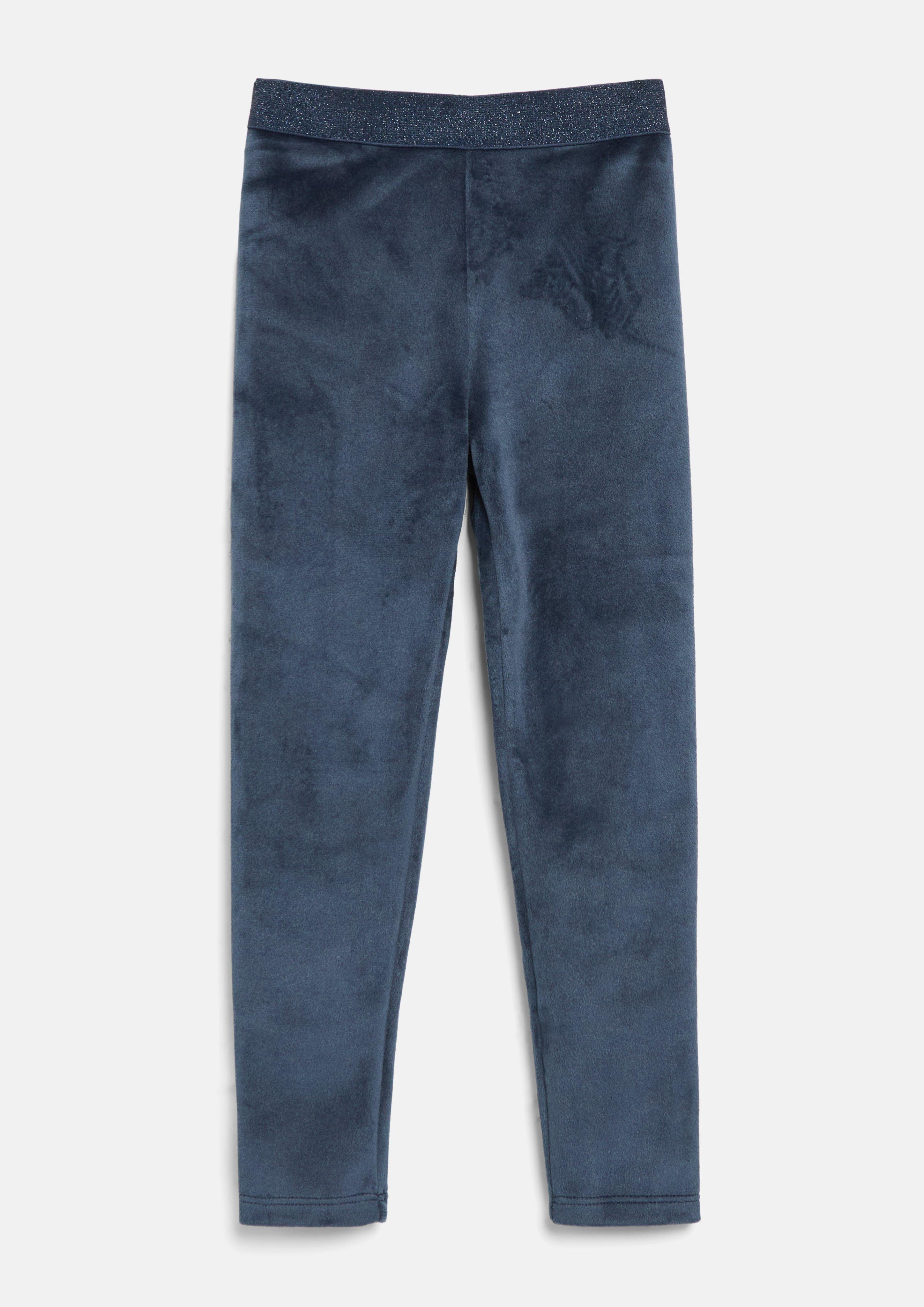 Leggings en velours avec ceinture pailletée en bleu marine de s.Oliver