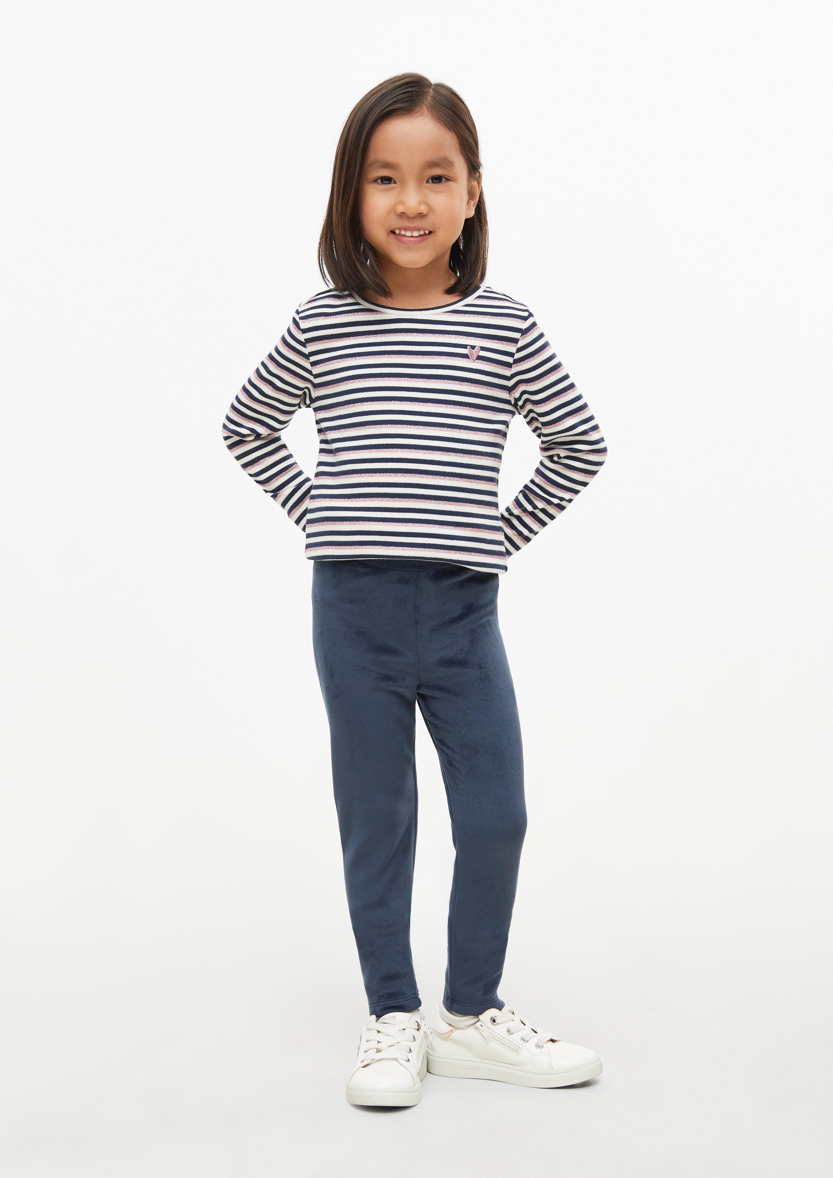 Velours-Leggings mit Glitzerbund in Farbe navy von s.Oliver