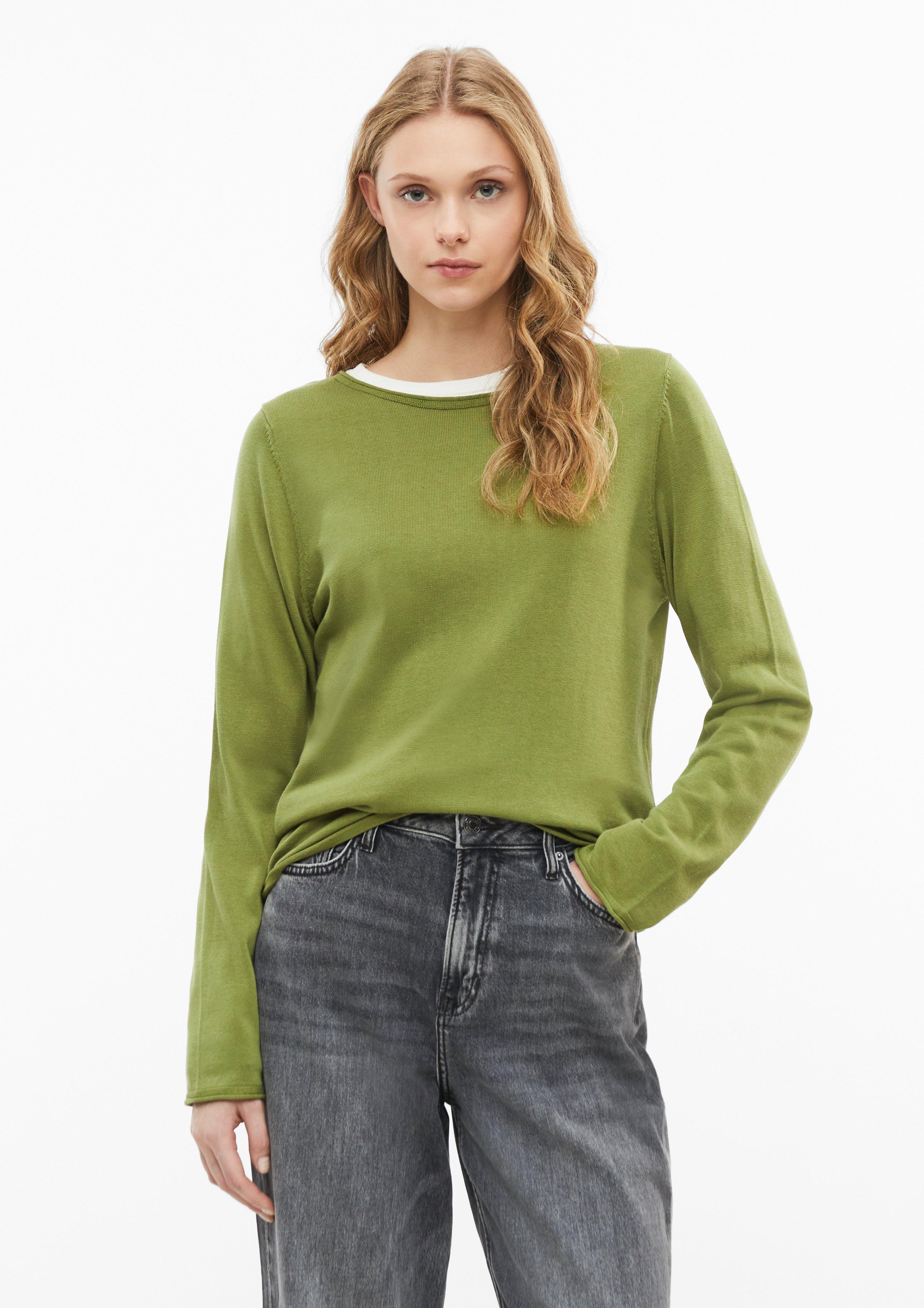 Feinstrickpullover mit Rollkante in Farbe guacamole von s.Oliver