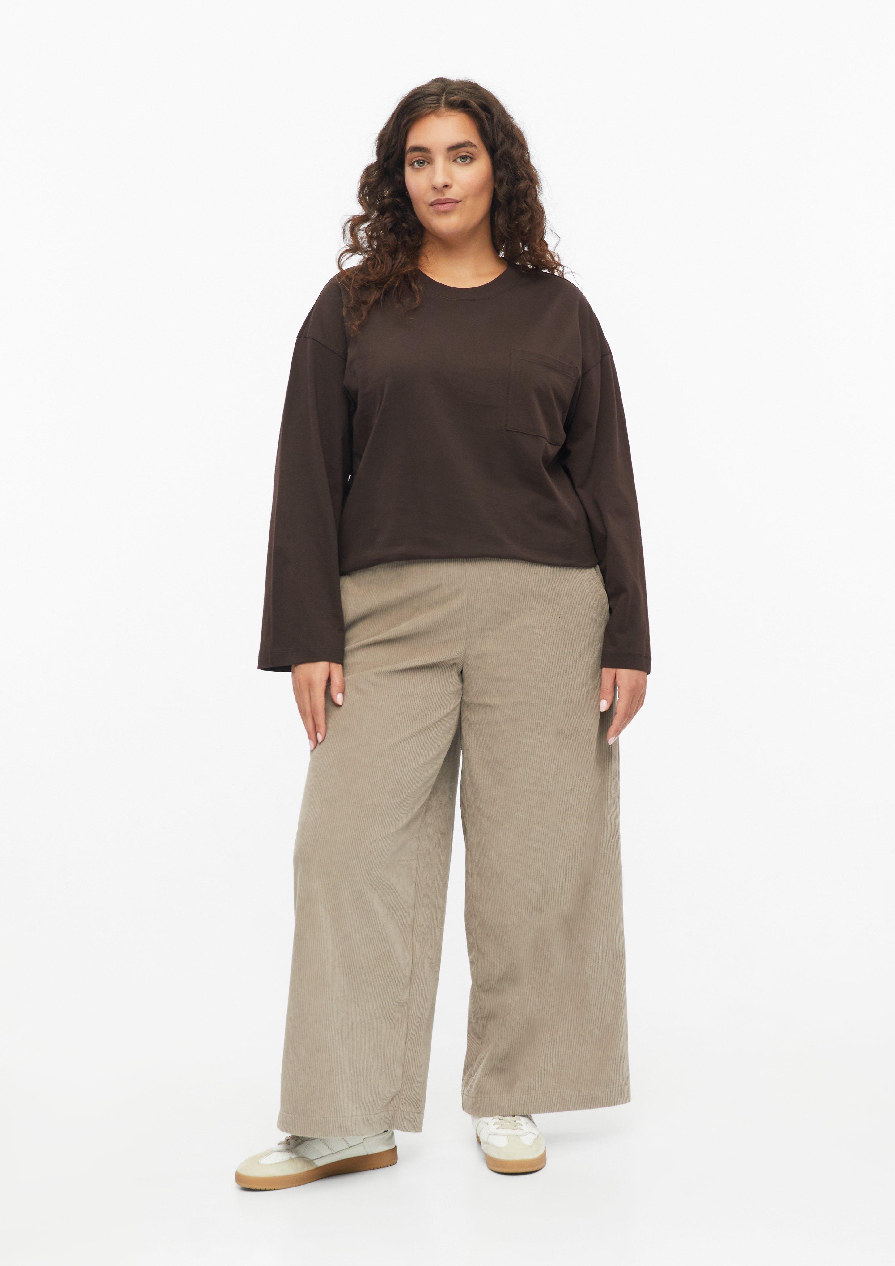 Damen T-Shirt mit weitem Arm in braun von s.Oliver CURVE