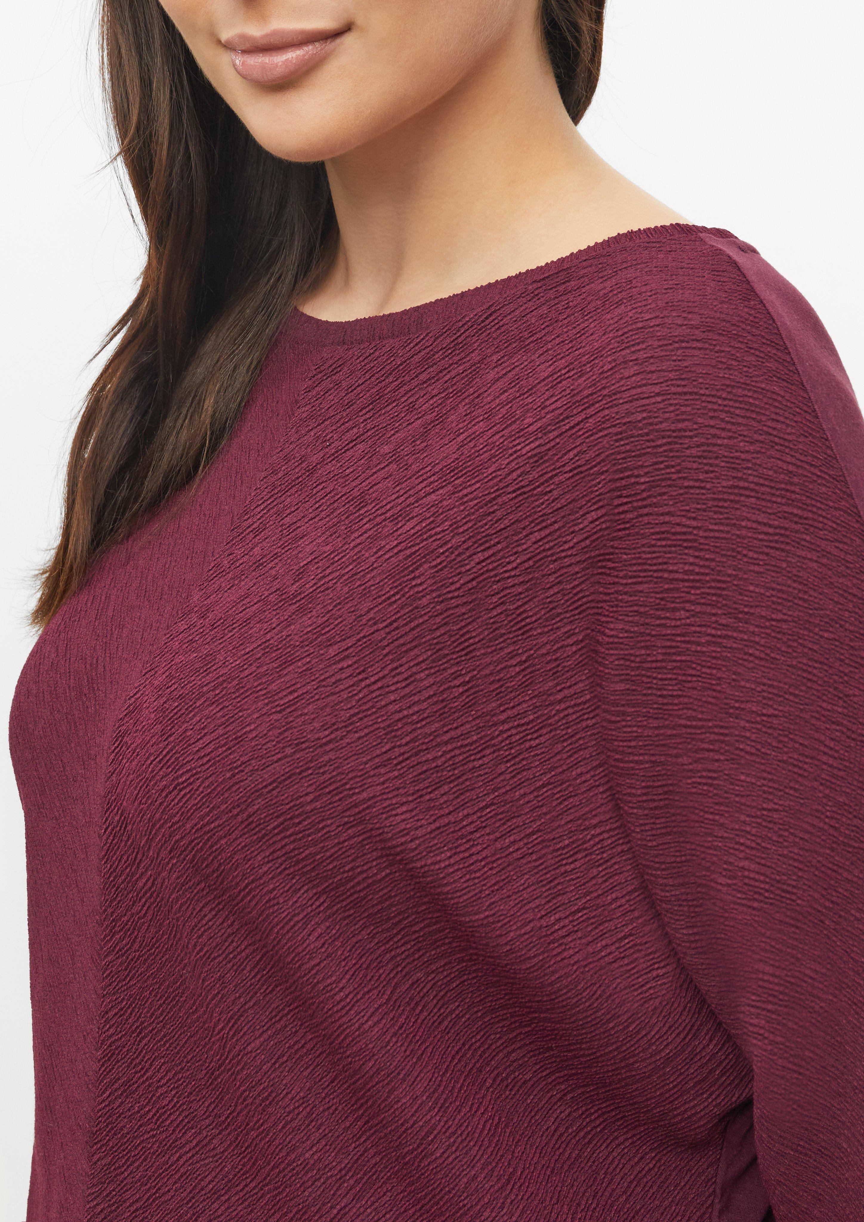Femmes T-shirt en mélange de tissus à manches chauve-souris en rouge de s.Oliver CURVE