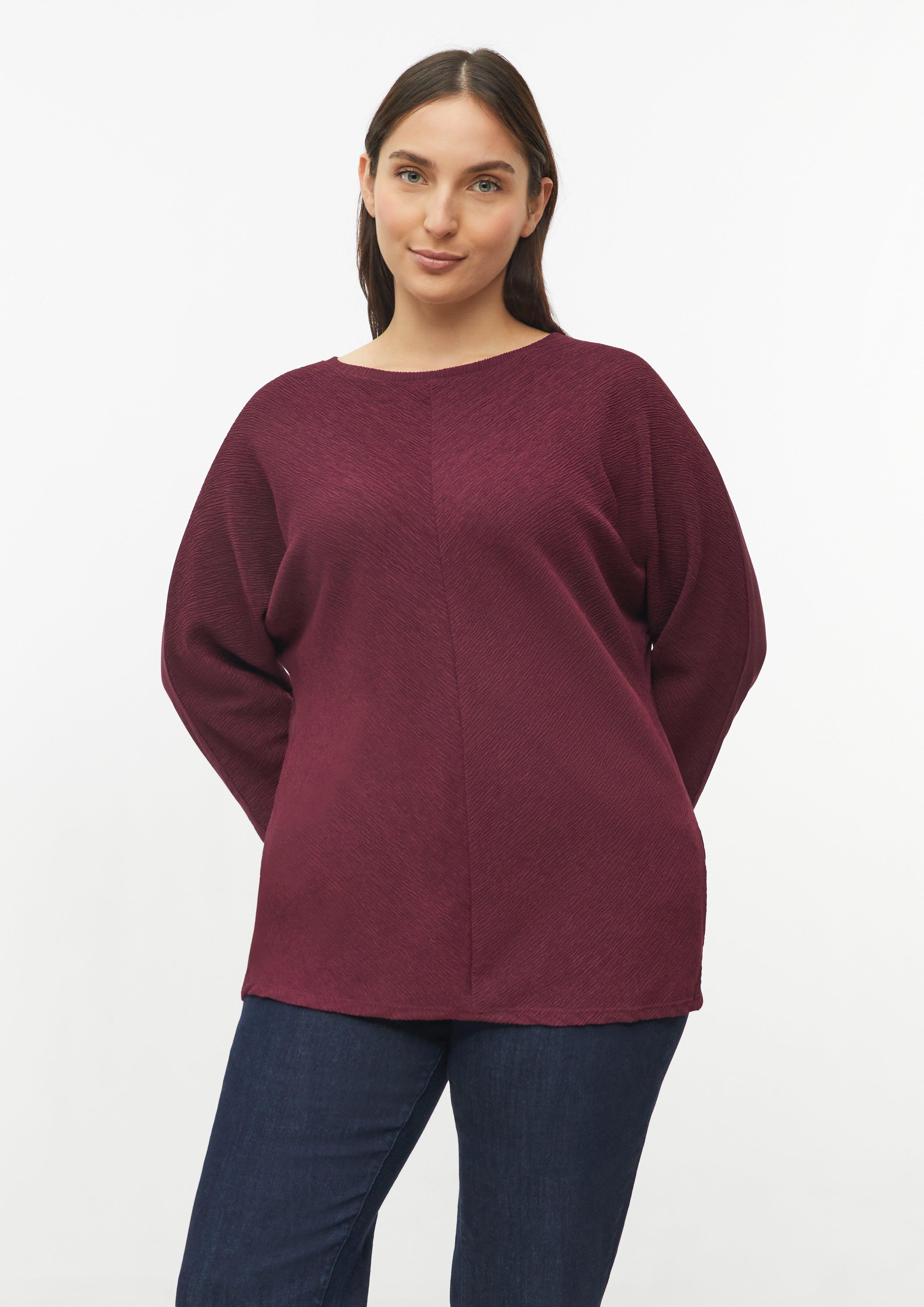 T-shirt en mélange de tissus à manches chauve-souris en bordeaux de s.Oliver CURVE