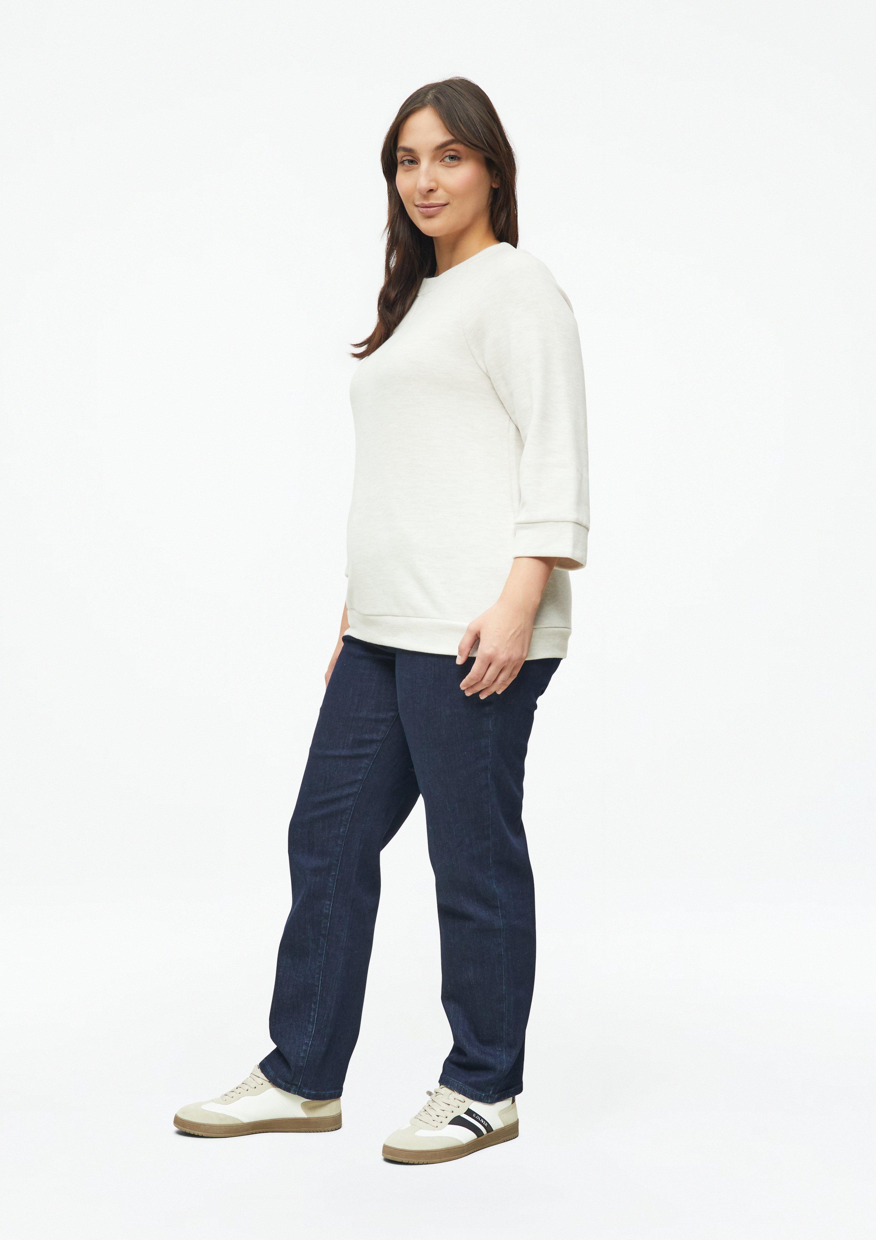 Dames Sweatshirt met geruwde afwerking en 3/4-mouwen in beige van s.Oliver CURVE