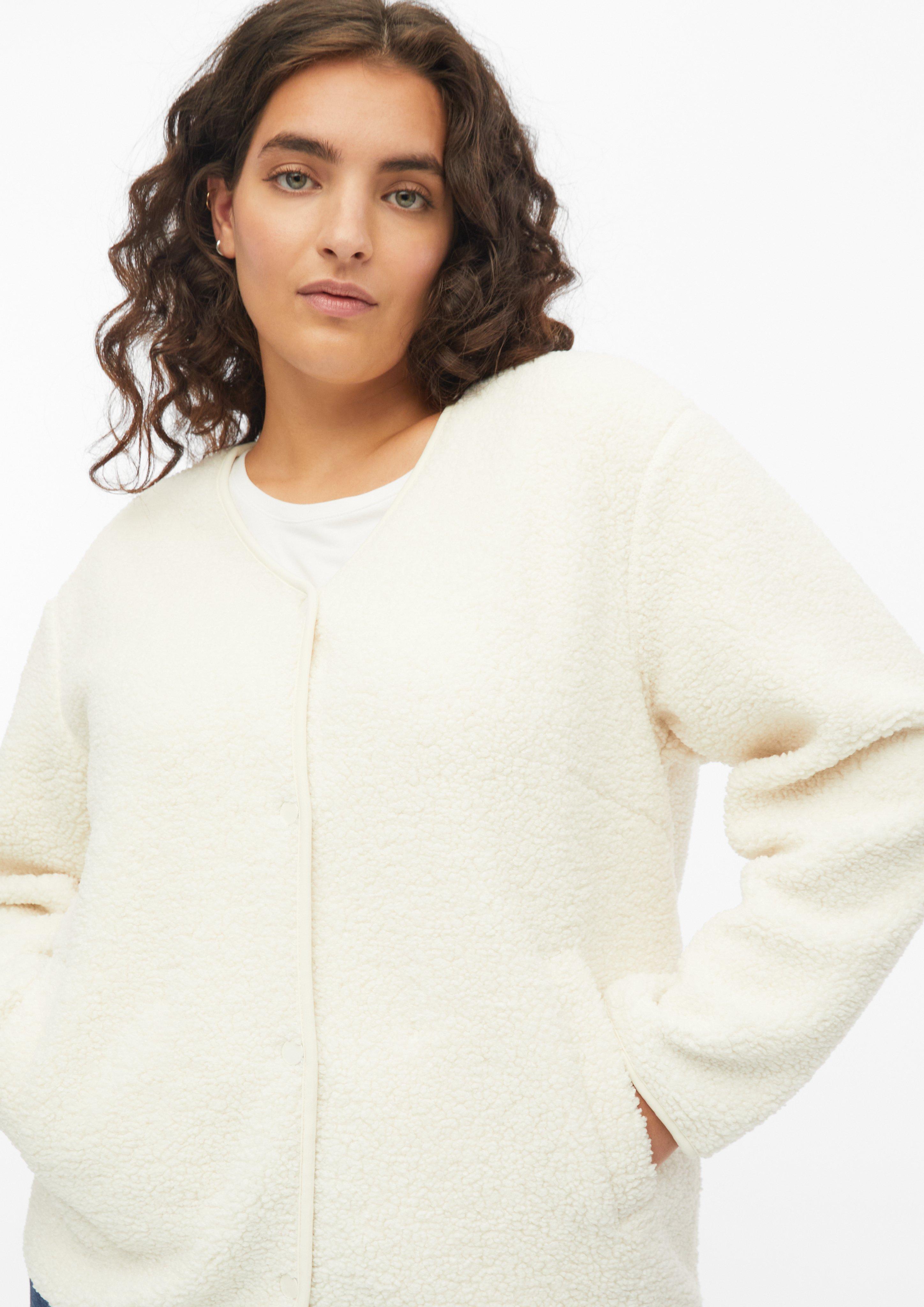Women Lightweight teddy jacket with a relaxed fit in cream by s.Oliver CURVE