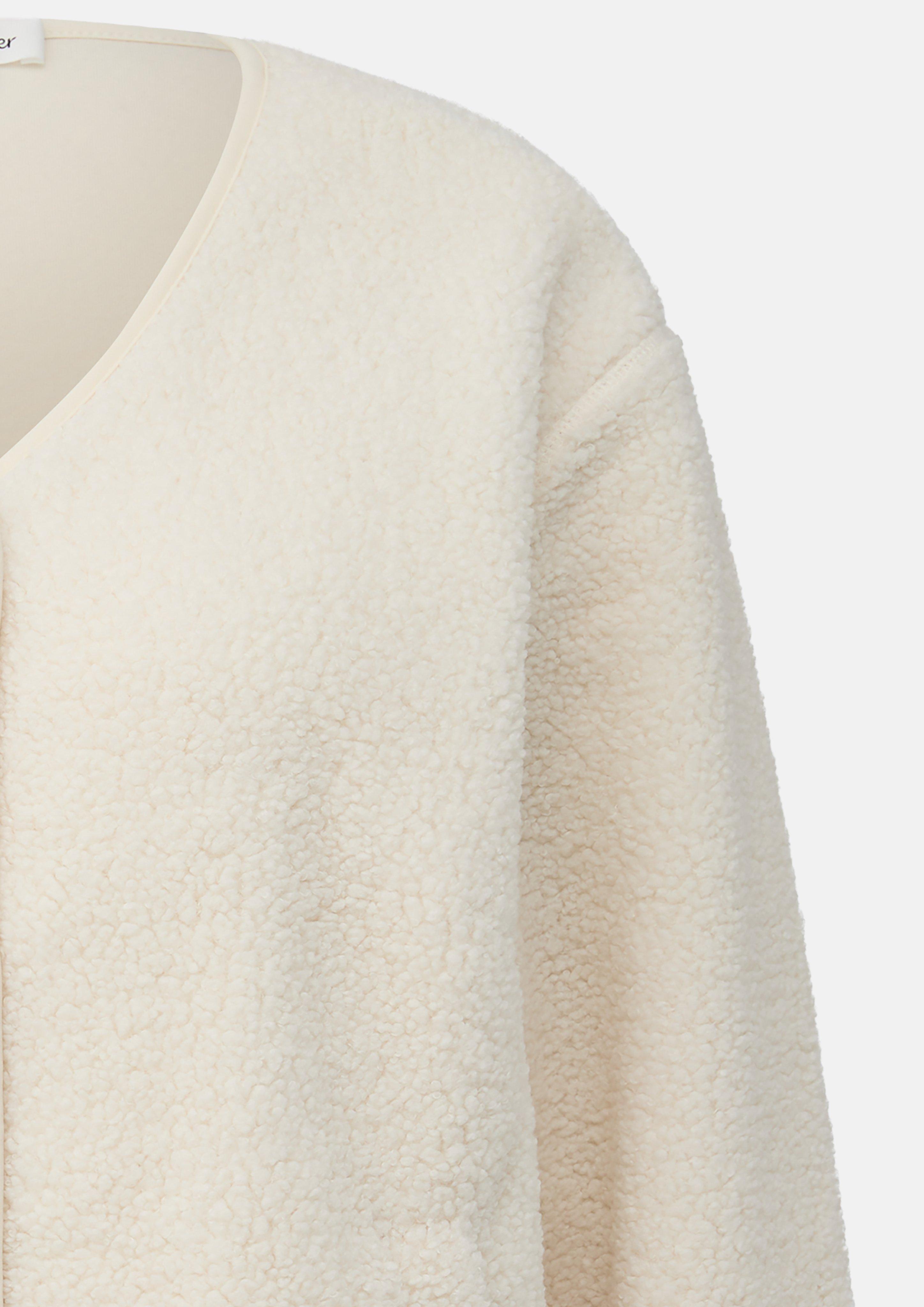 Women Lightweight teddy jacket with a relaxed fit in cream by s.Oliver CURVE