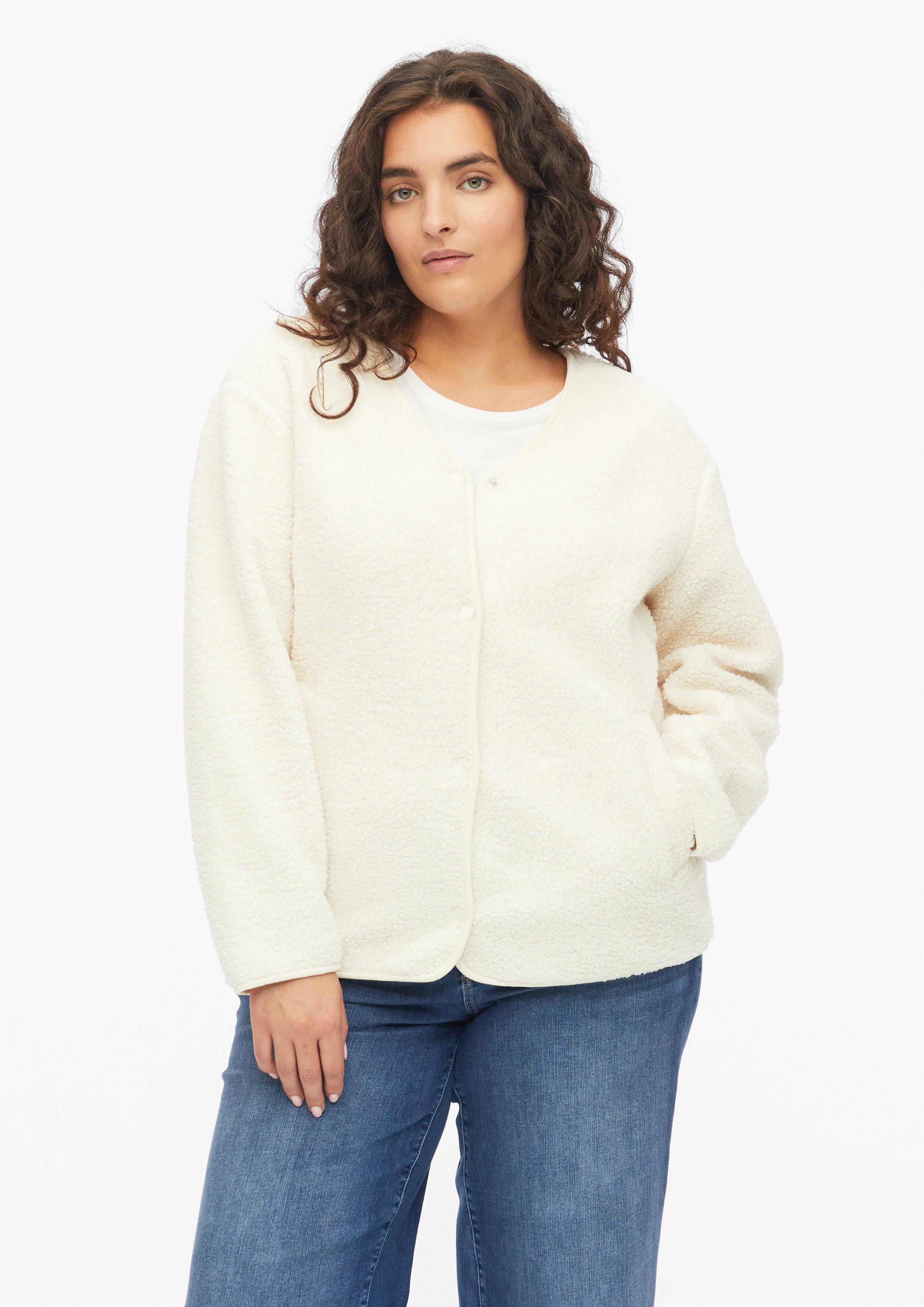 Lekka kurtka teddy Relaxed Fit w kolorze kremowy od s.Oliver CURVE