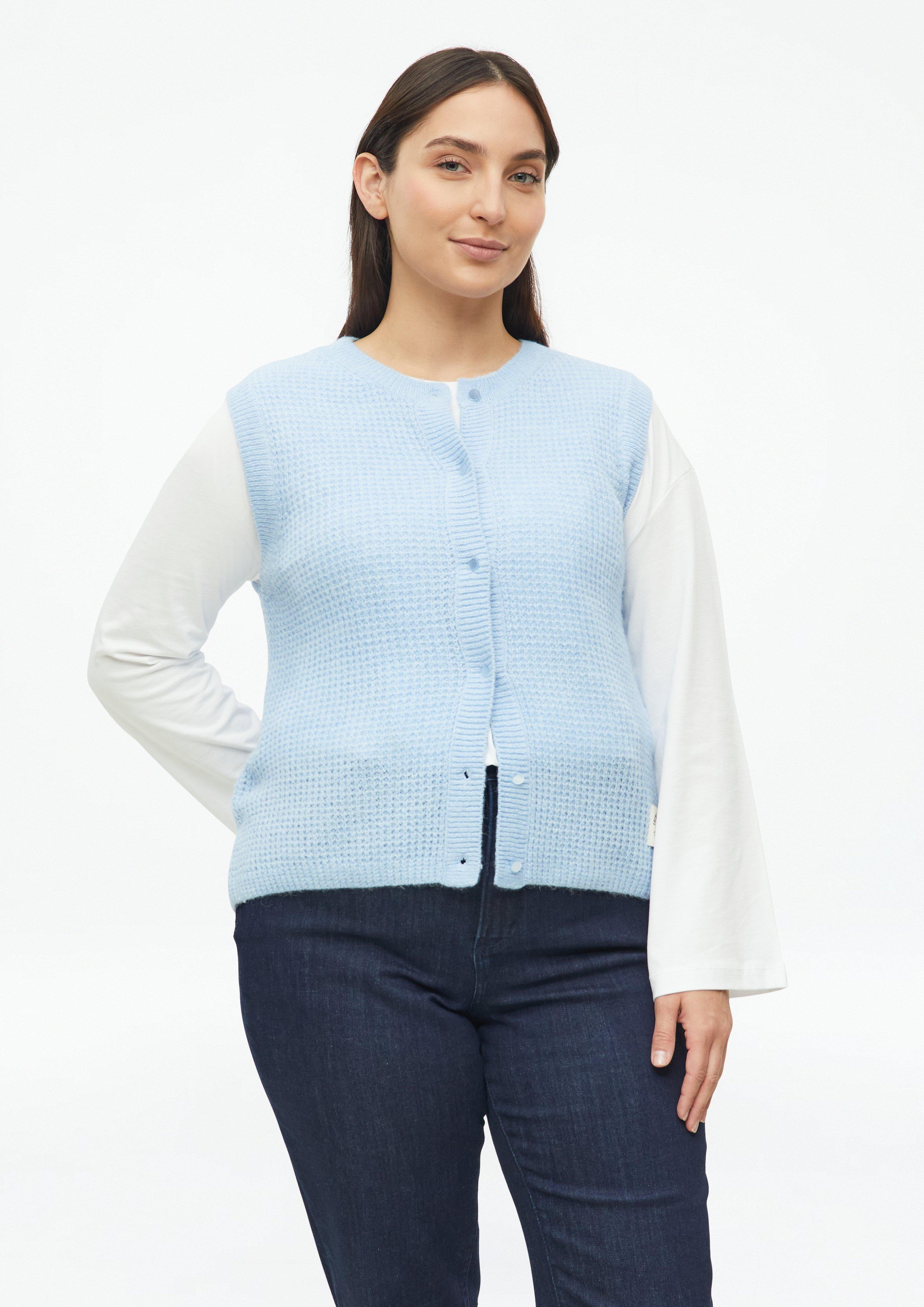 Gilet en maille d'un mélange d'alpaga en bleu clair de s.Oliver CURVE