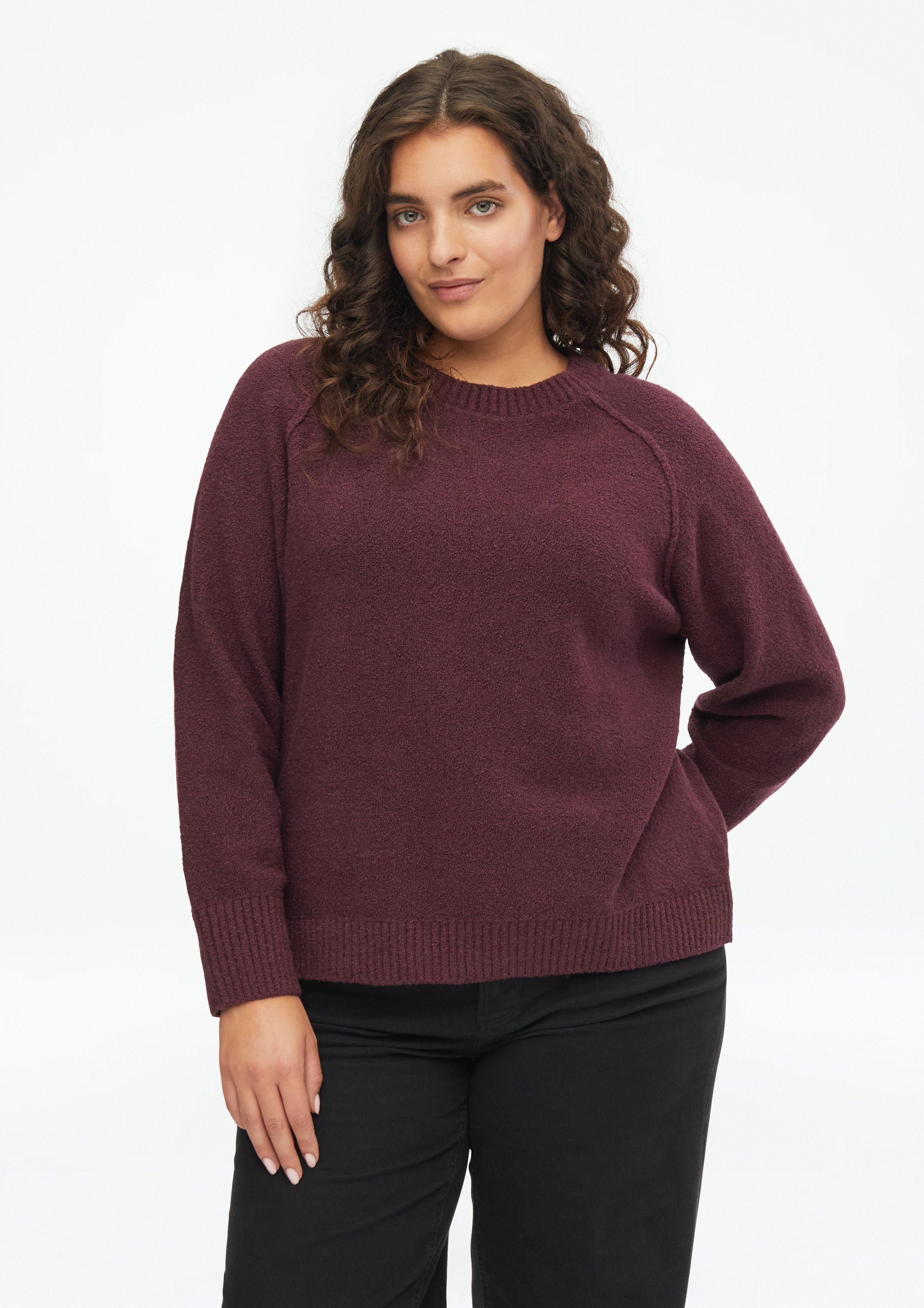 Bouclé-Strickpullover in Farbe bordeaux von s.Oliver CURVE