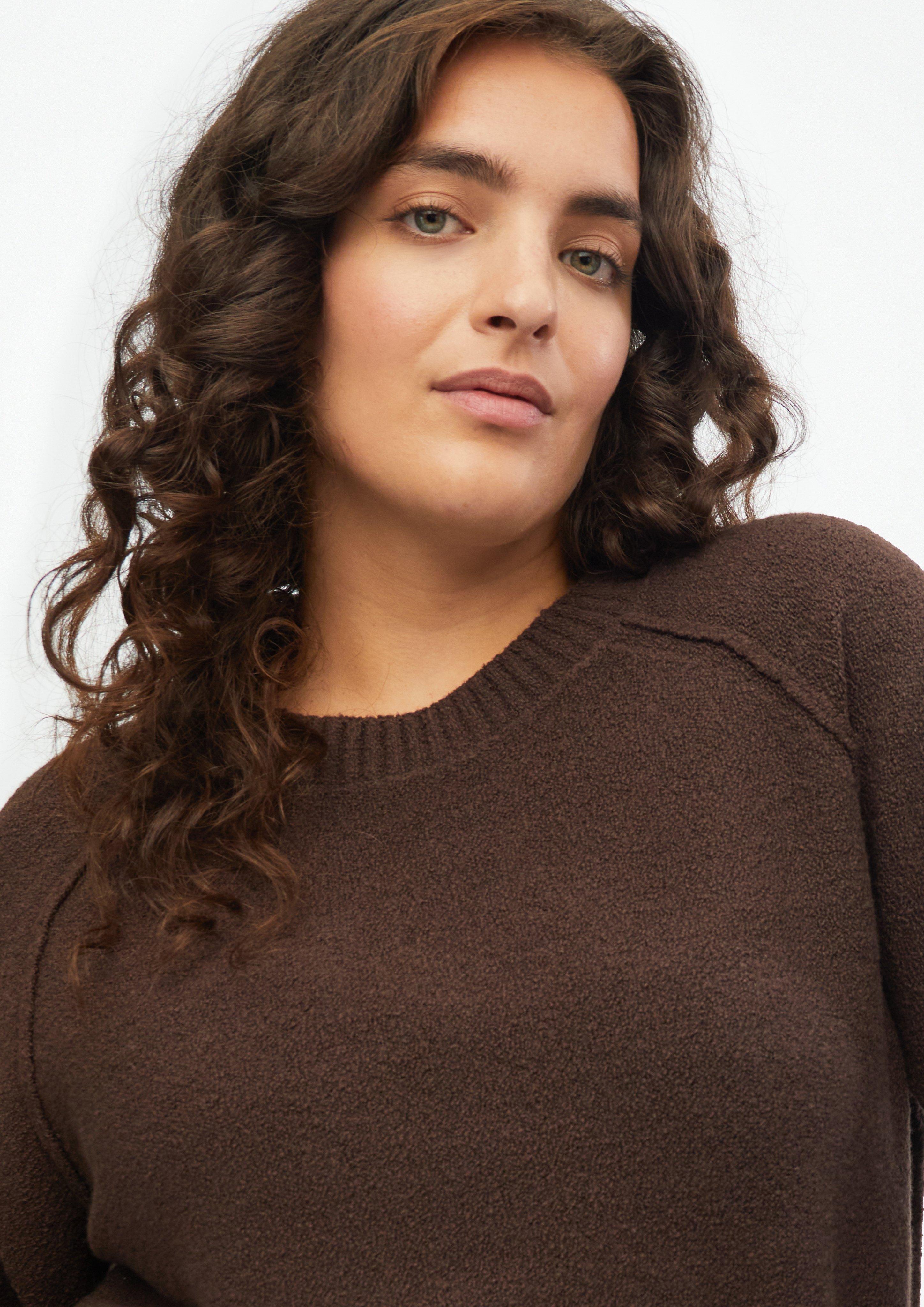 Femmes Pull en maille bouclée en brun de s.Oliver CURVE