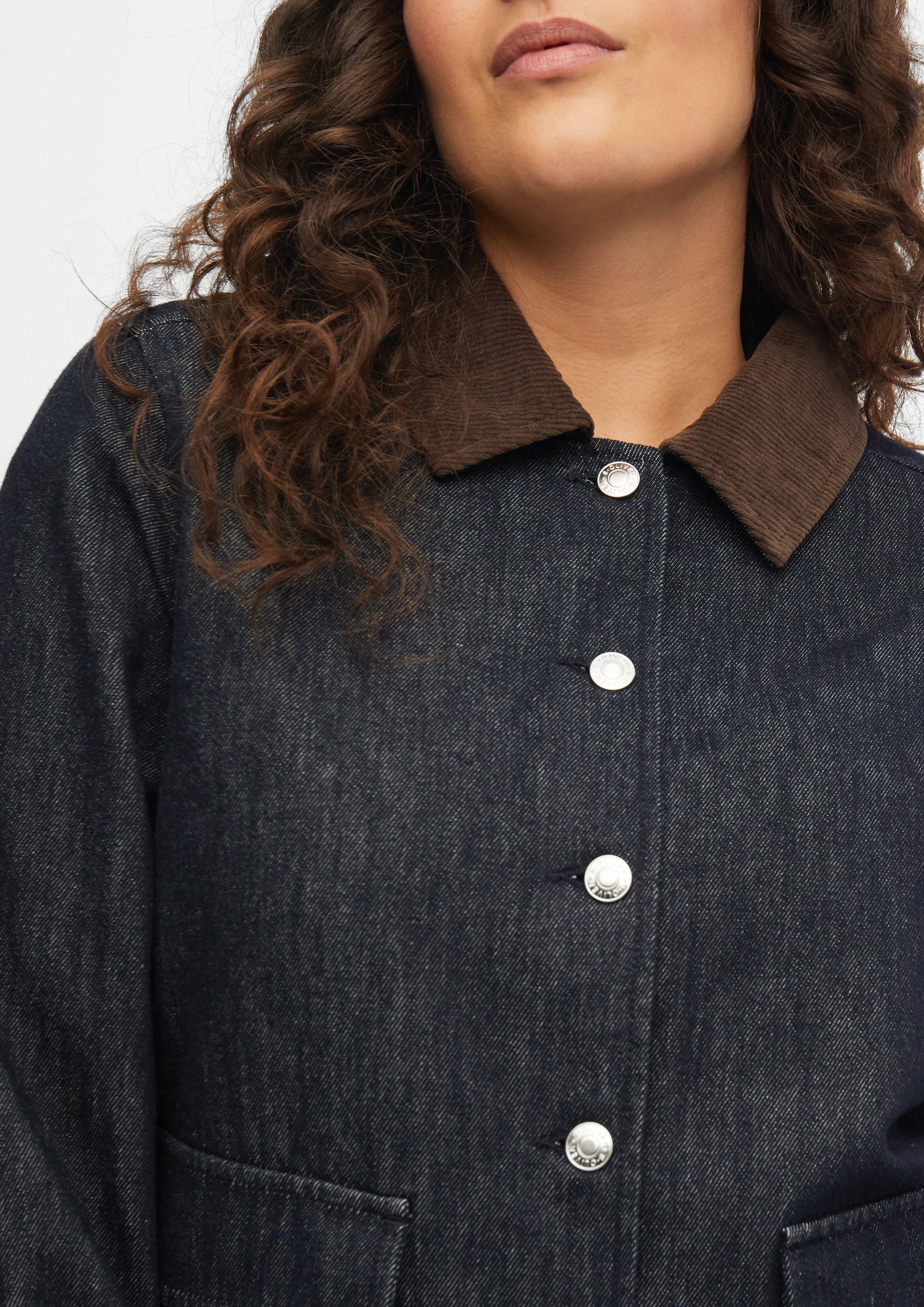 Damen Denimjacke mit Cordkragen in blau von s.Oliver CURVE