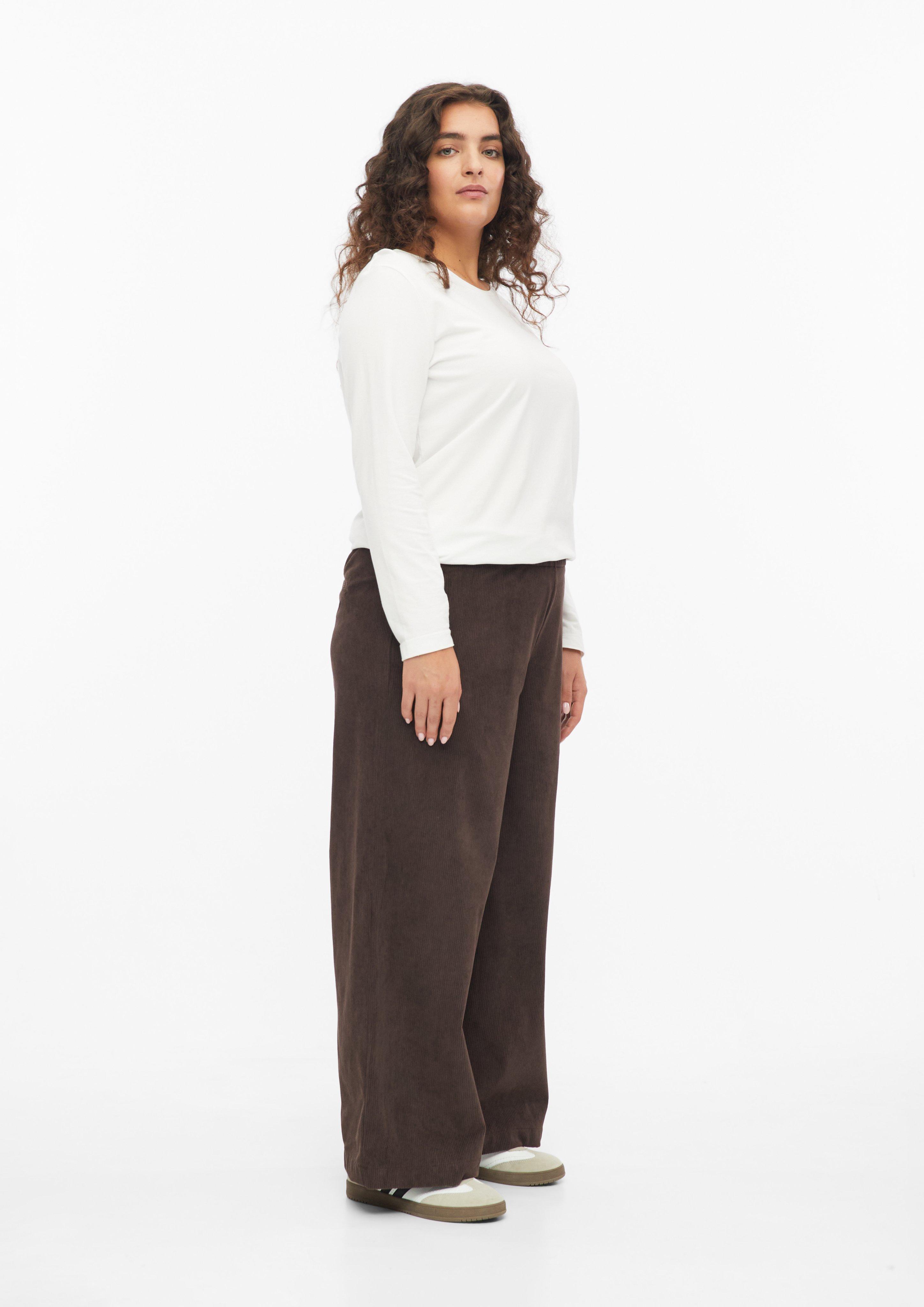 Femmes Pantalon en velours côtelé à jambes larges en brun de s.Oliver CURVE