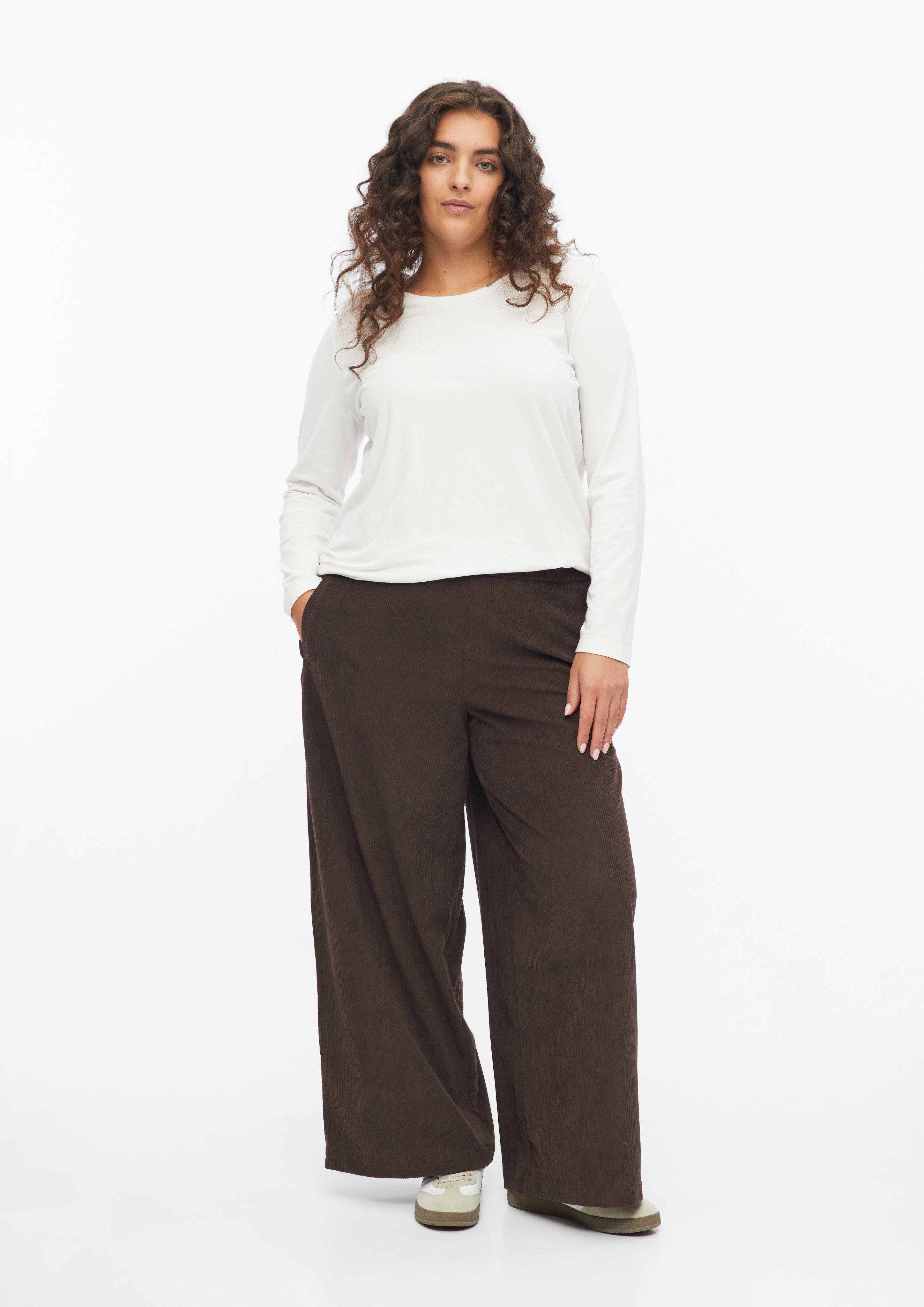 Cord-Hose mit Wide Leg in Farbe dunkelbraun von s.Oliver CURVE