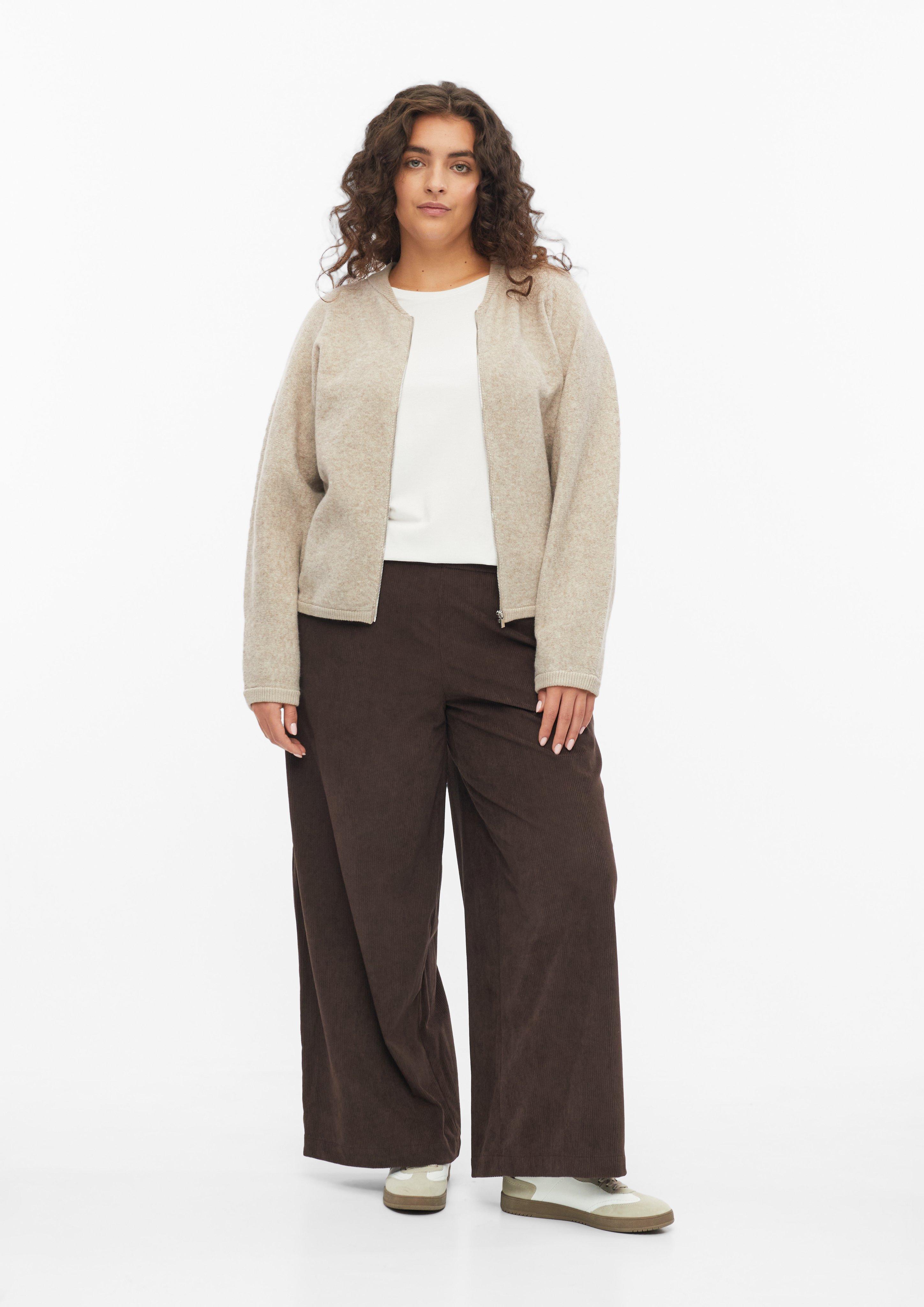 Femmes Pantalon en velours côtelé à jambes larges en brun de s.Oliver CURVE