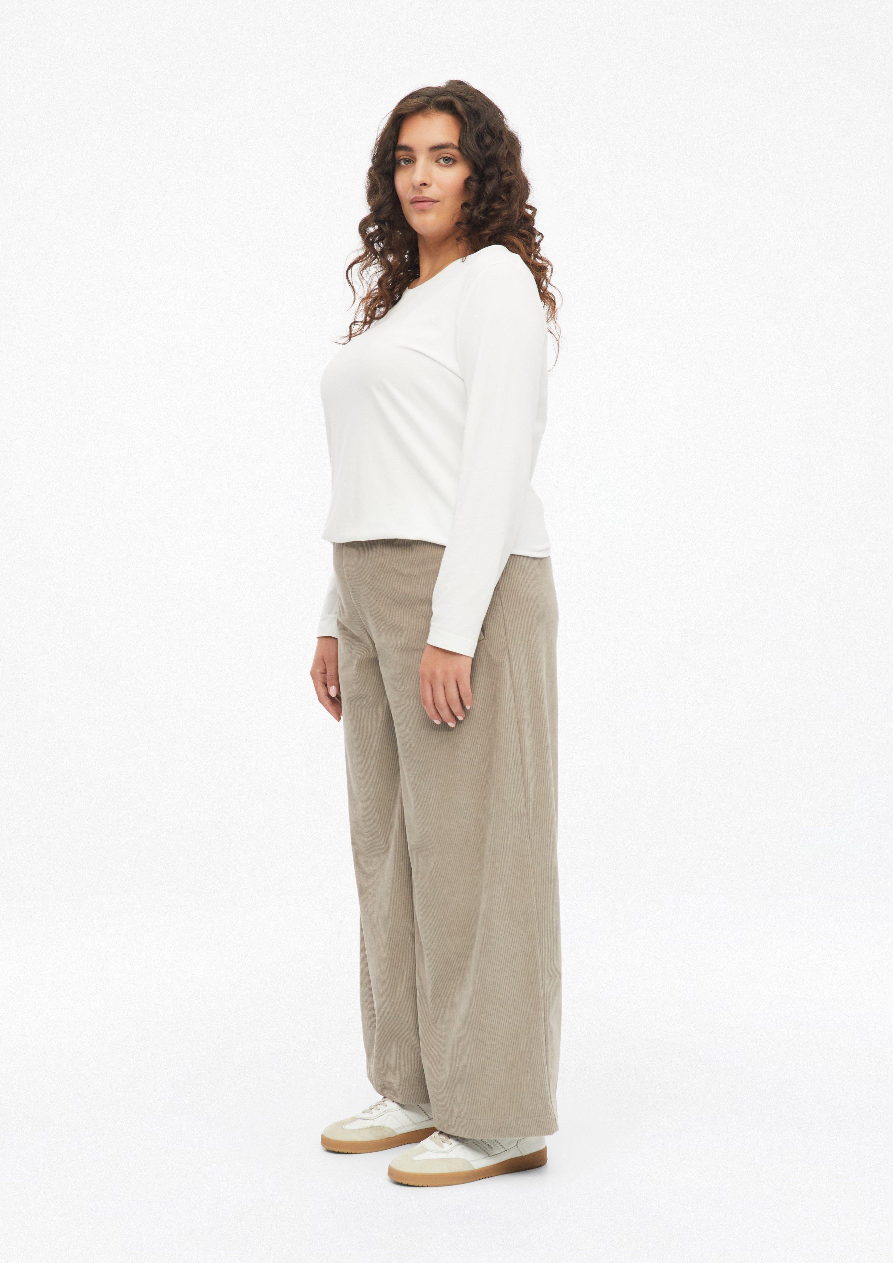 Femmes Pantalon en velours côtelé à jambes larges en brun de s.Oliver CURVE