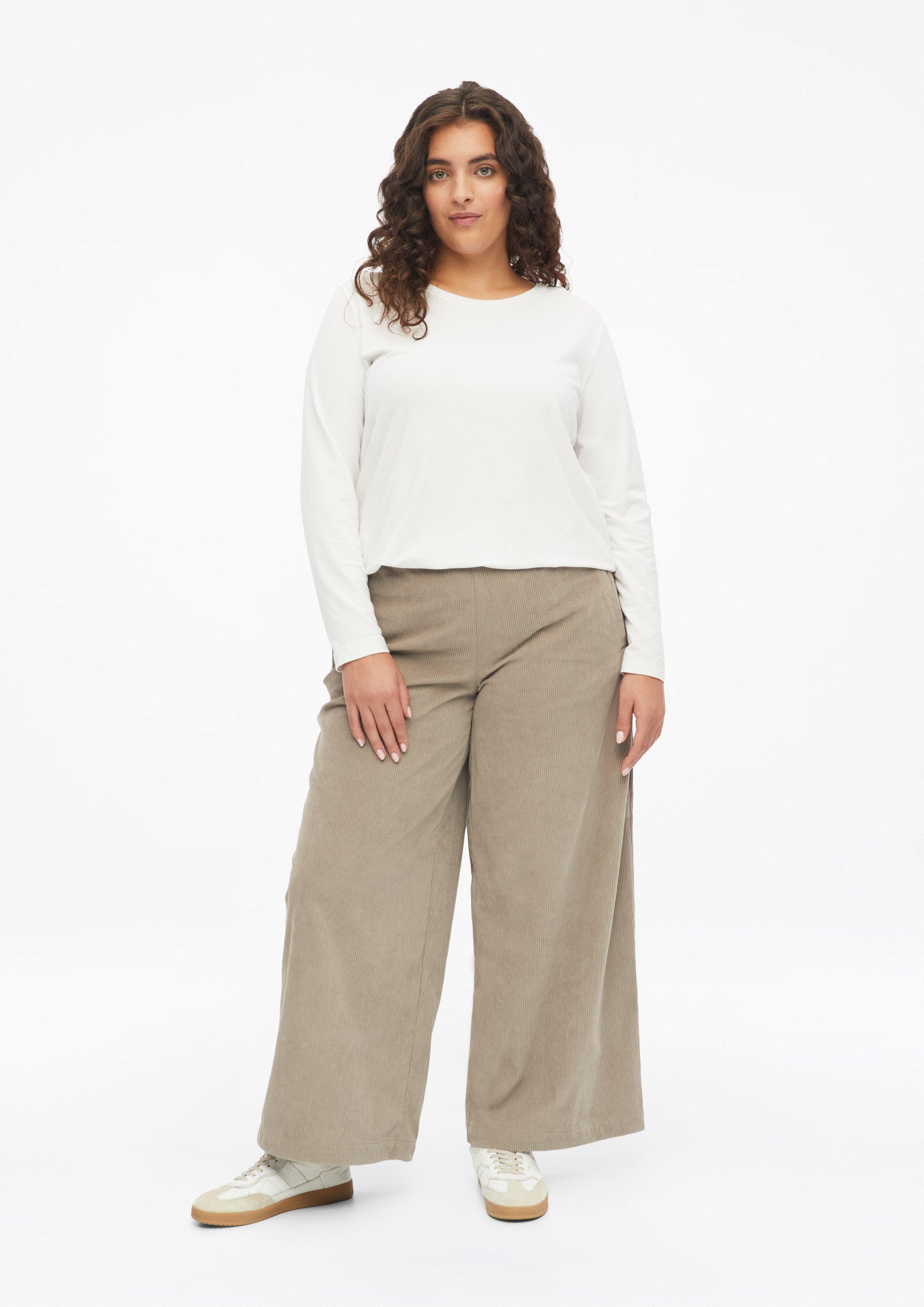 Cord-Hose mit Wide Leg in Farbe braun von s.Oliver CURVE