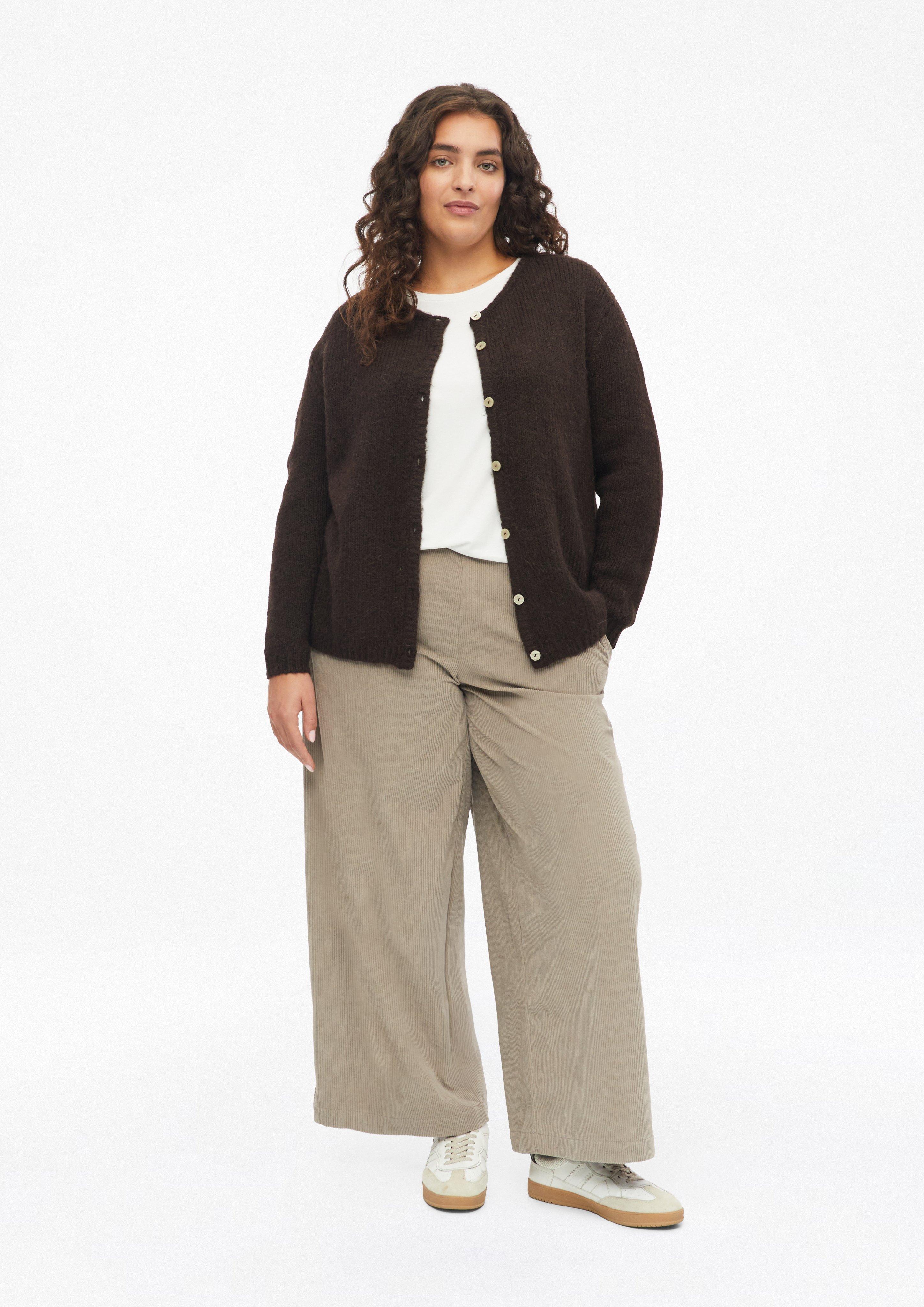 Femmes Pantalon en velours côtelé à jambes larges en brun de s.Oliver CURVE