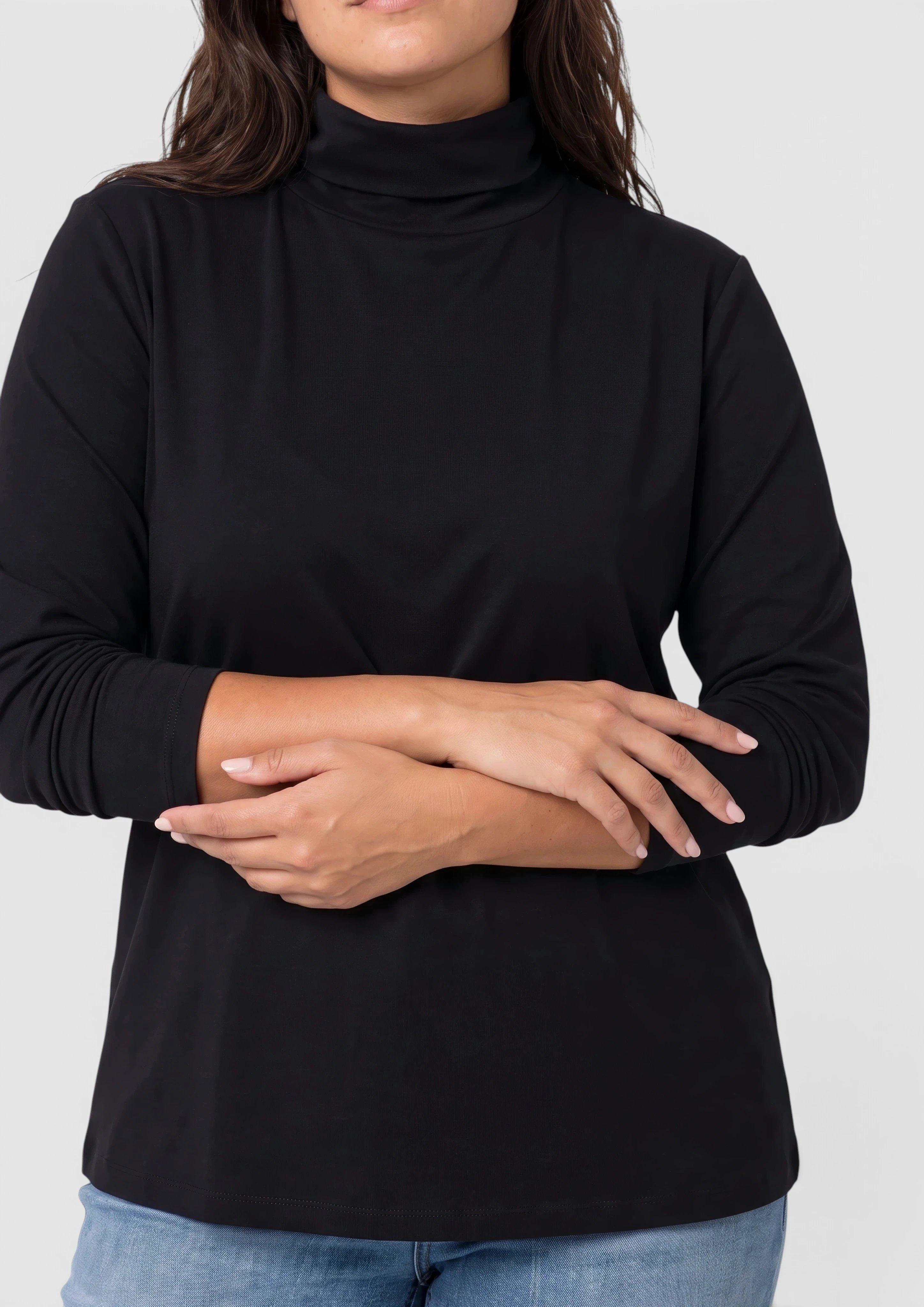Women Turtleneck Shirt in black by s.Oliver CURVE
