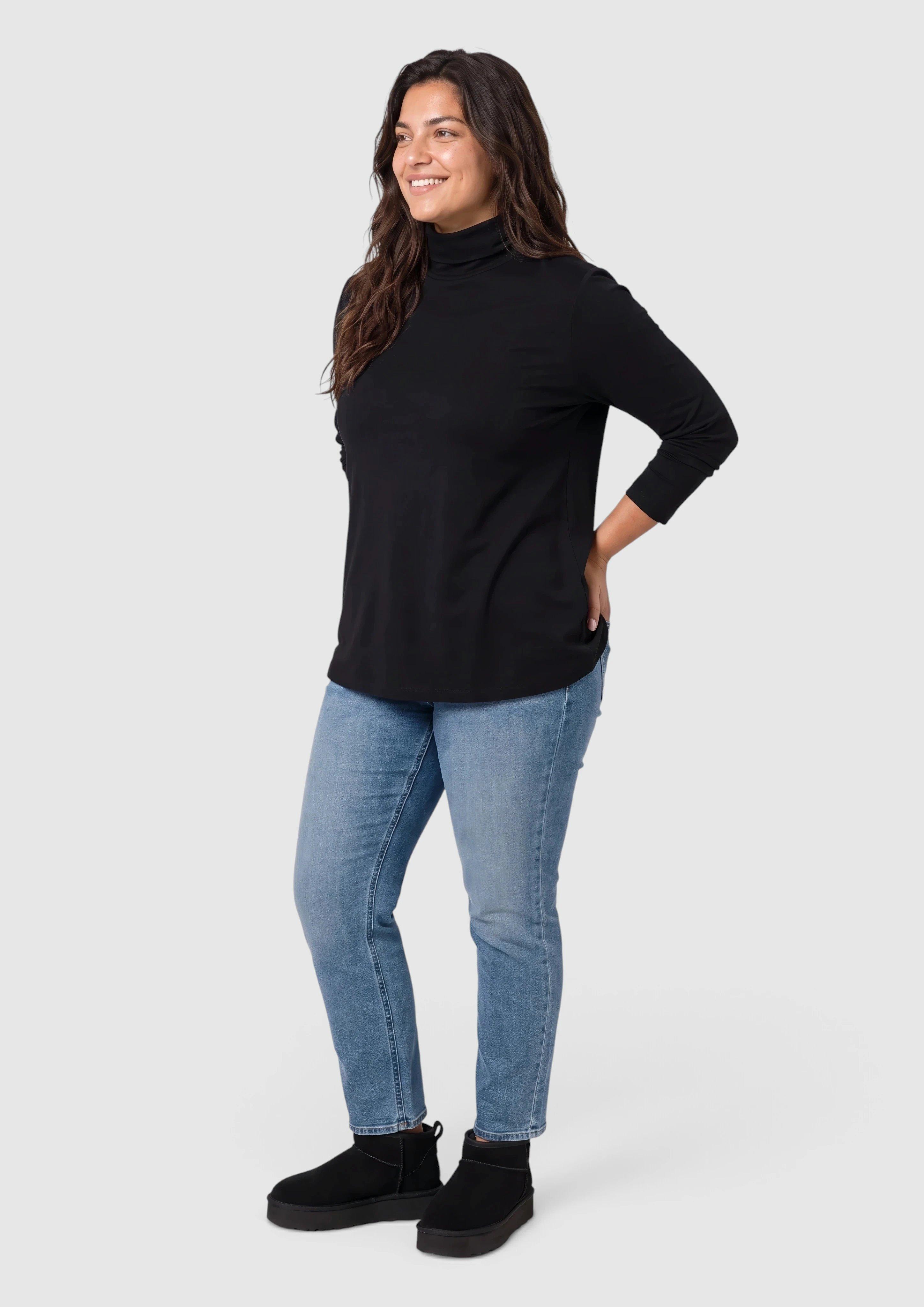 Women Turtleneck Shirt in black by s.Oliver CURVE