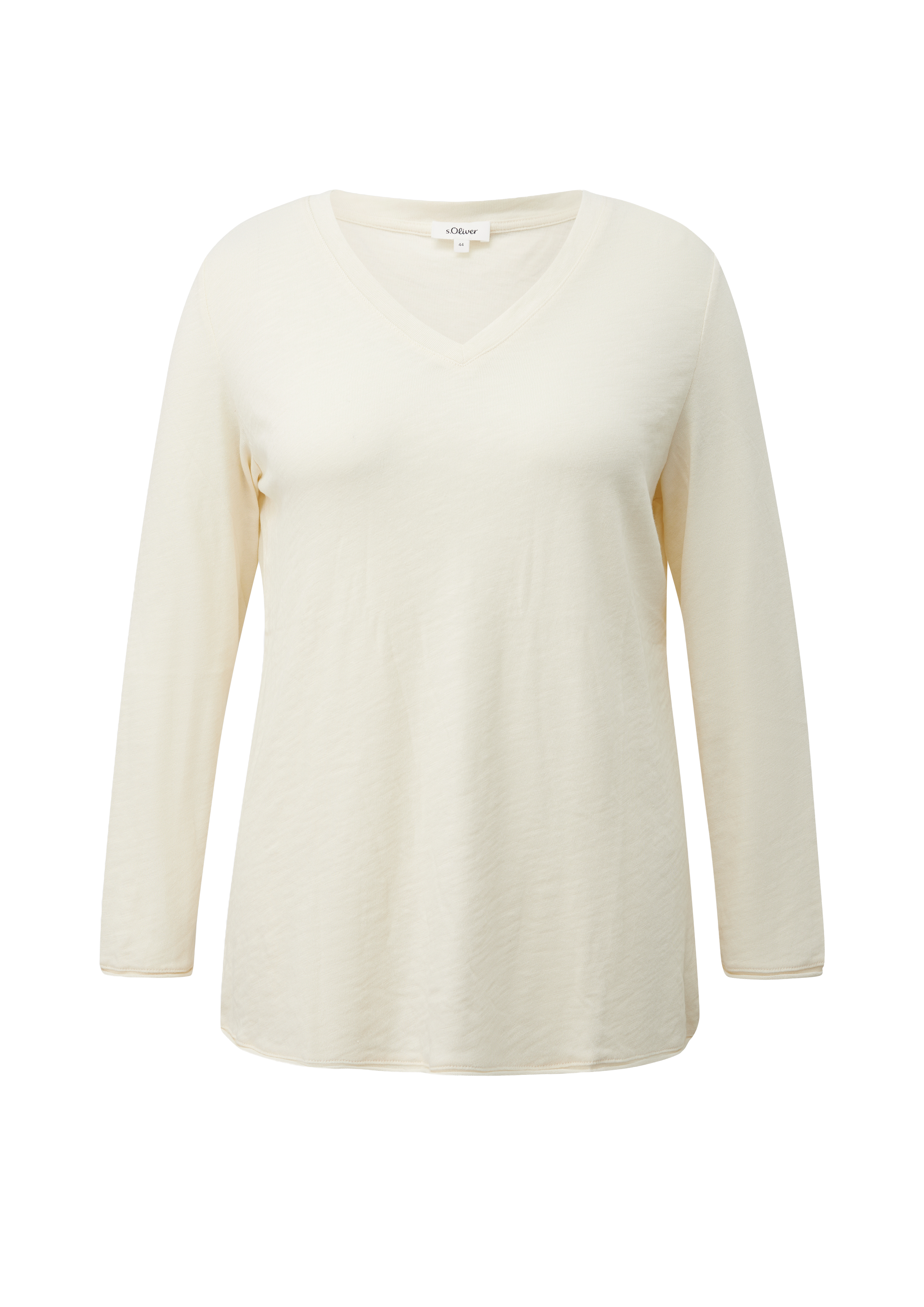 T-shirt met V-hals en omgeslagen zoom