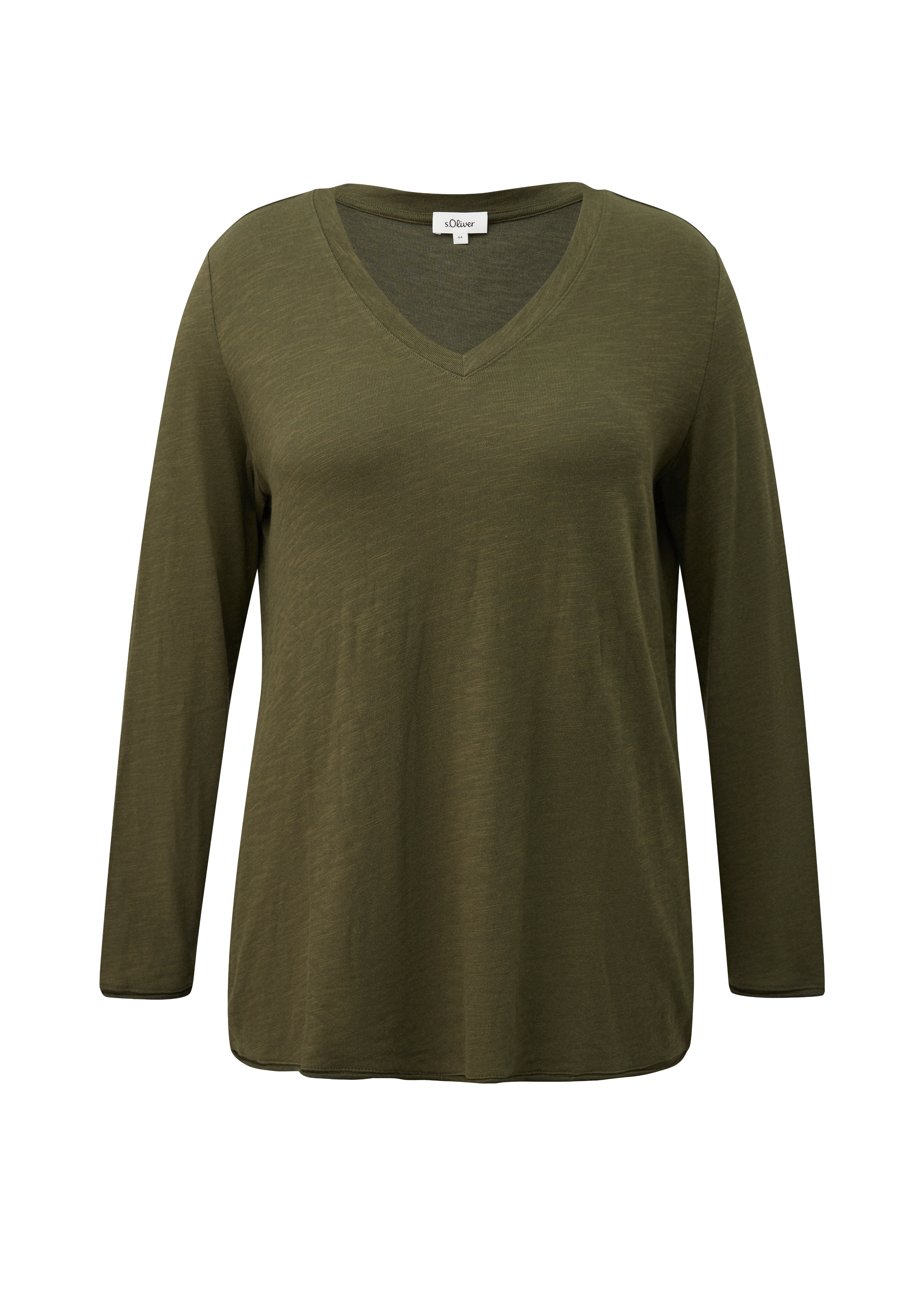 T-shirt met V-hals en omgeslagen zoom