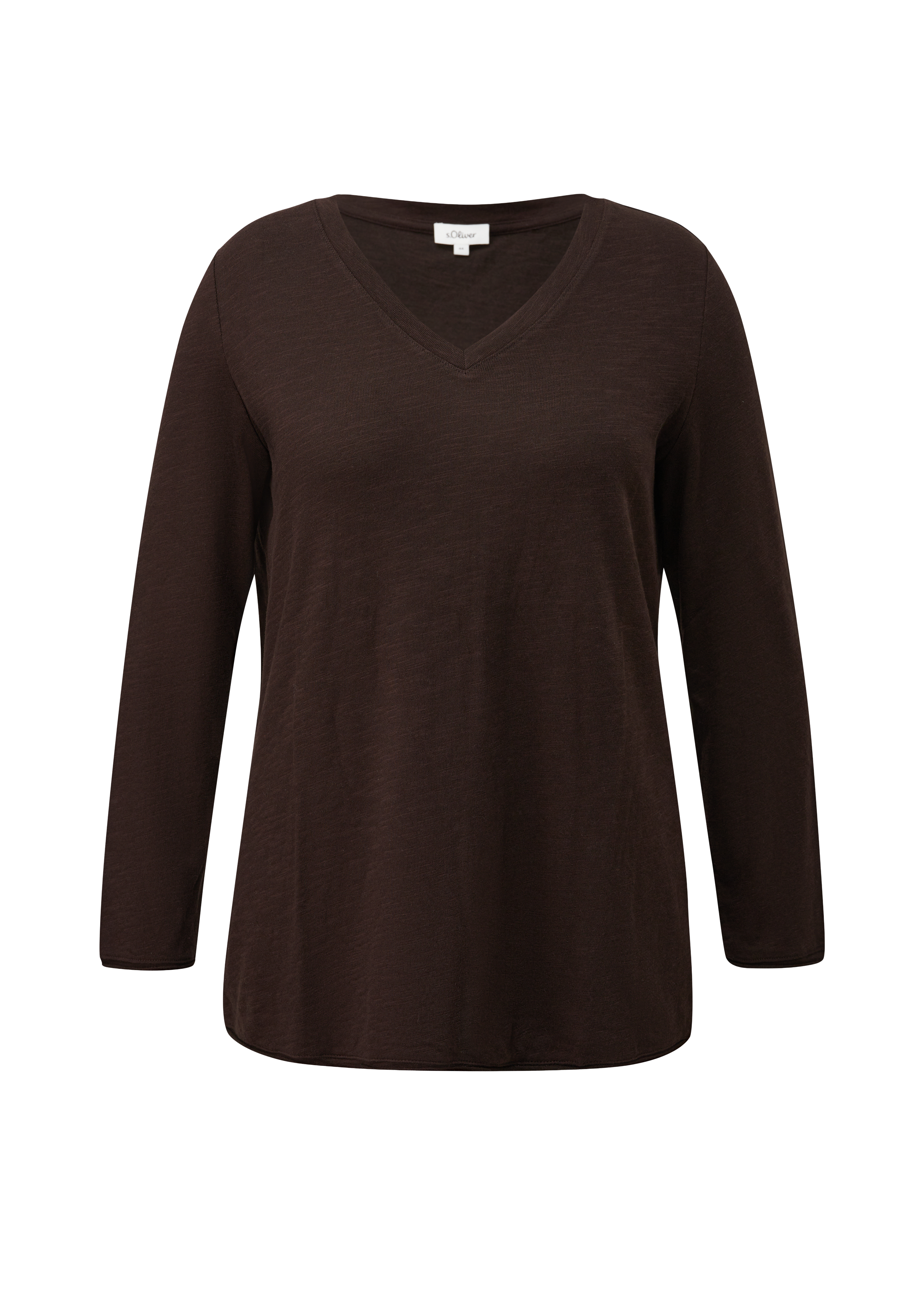 T-shirt met V-hals en omgeslagen zoom