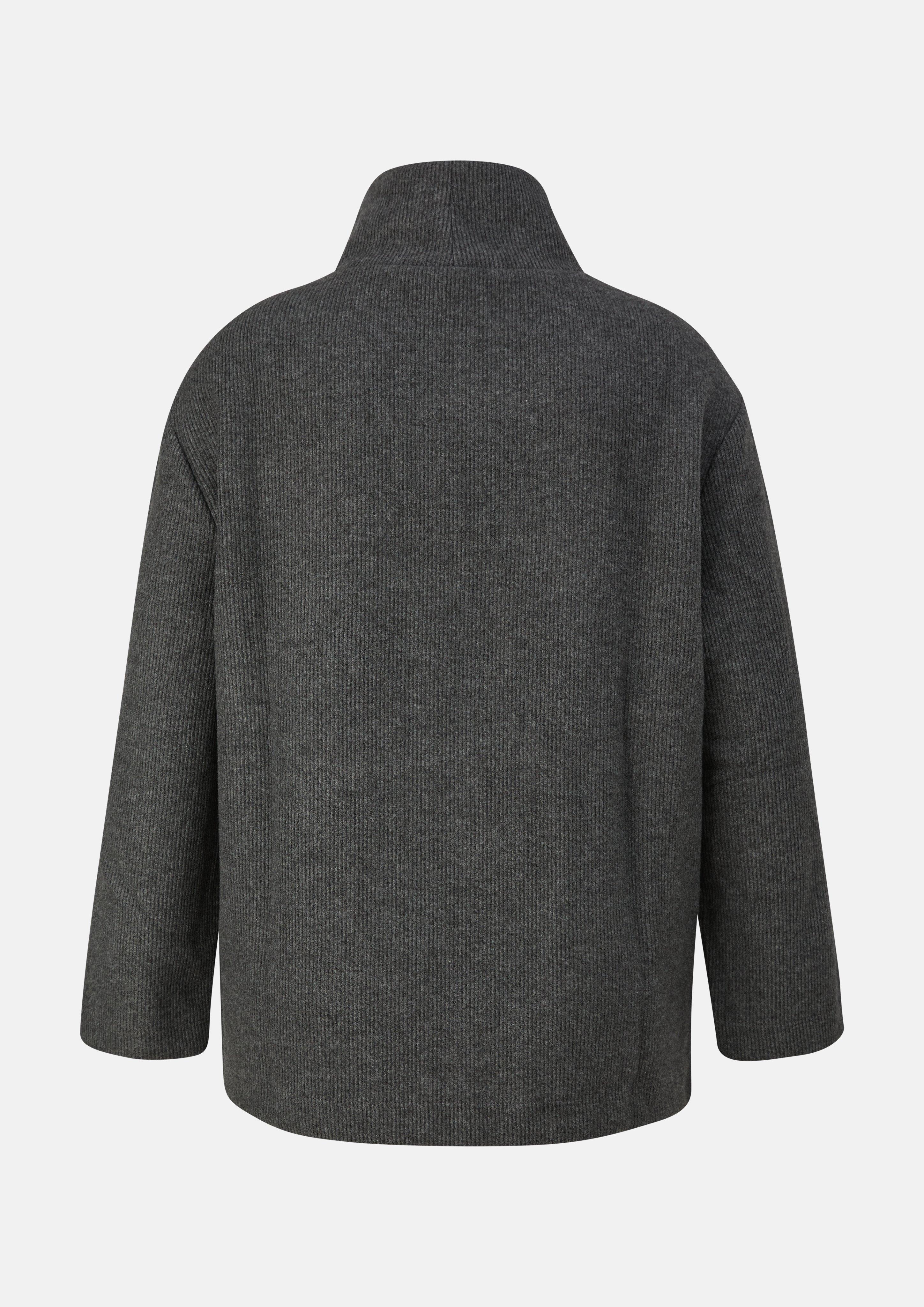 Women Soft Sweatshirt with a Stand-Up Collar in grey by s.Oliver CURVE