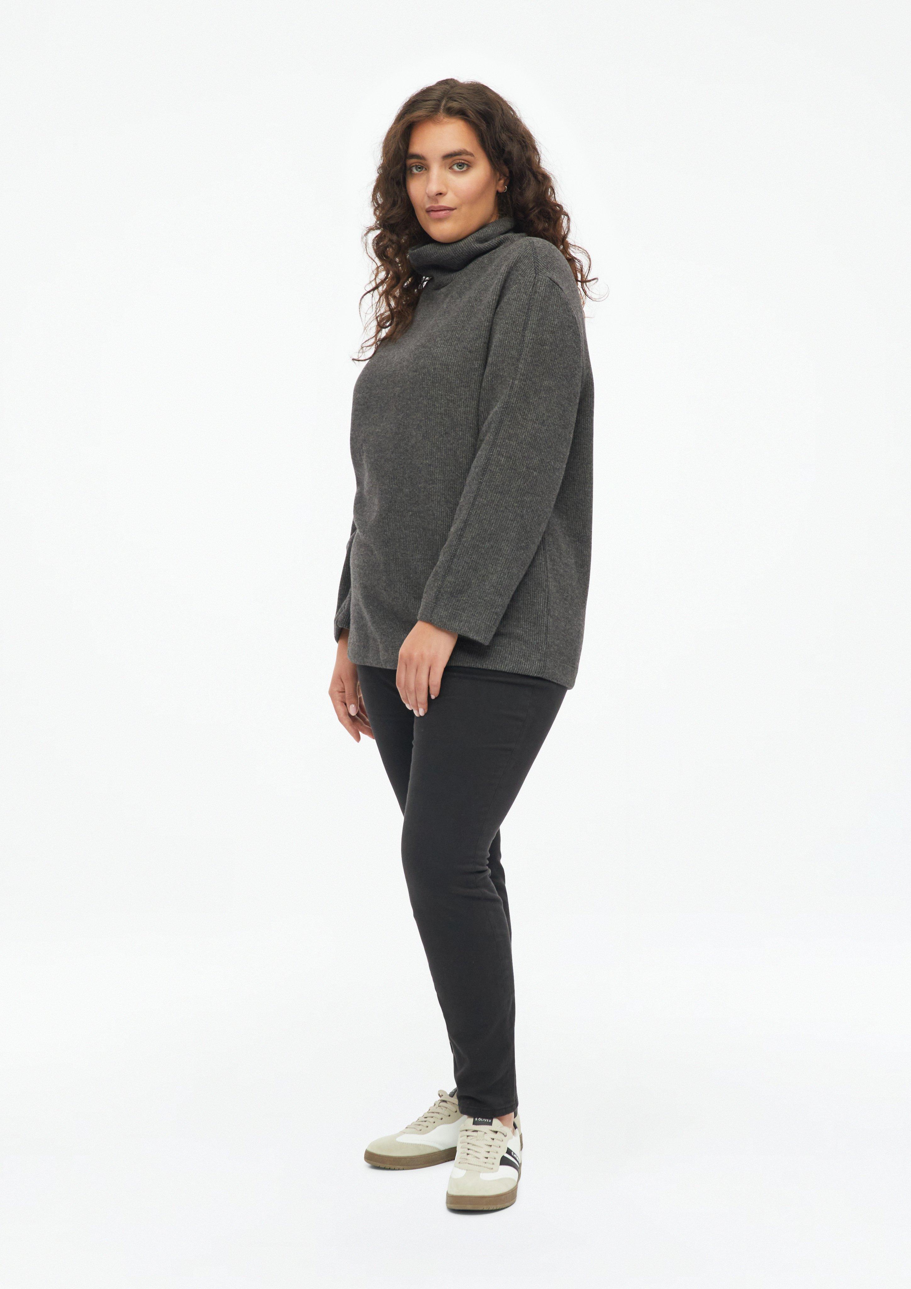 Women Soft Sweatshirt with a Stand-Up Collar in grey by s.Oliver CURVE