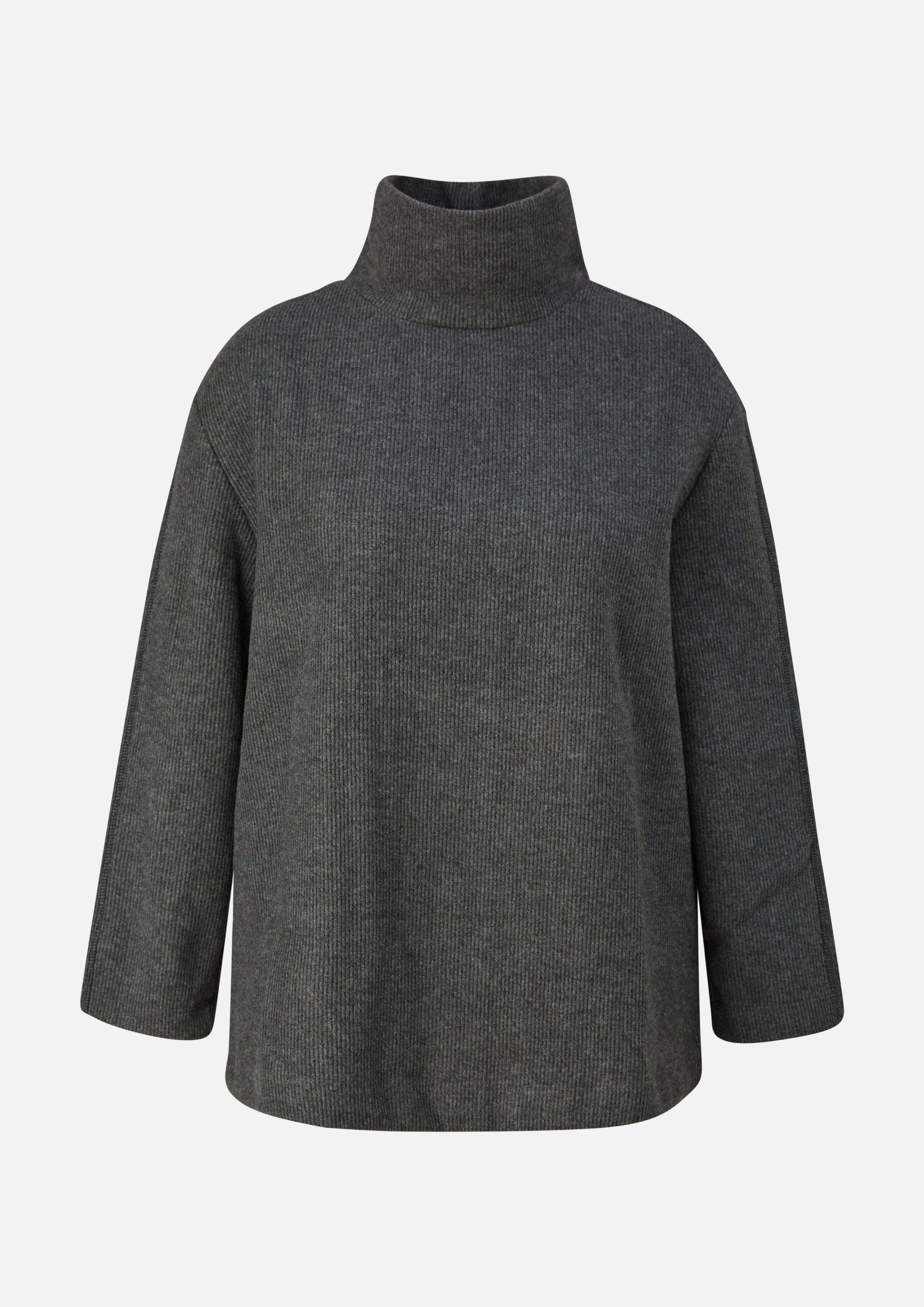 Women Soft Sweatshirt with a Stand-Up Collar in grey by s.Oliver CURVE
