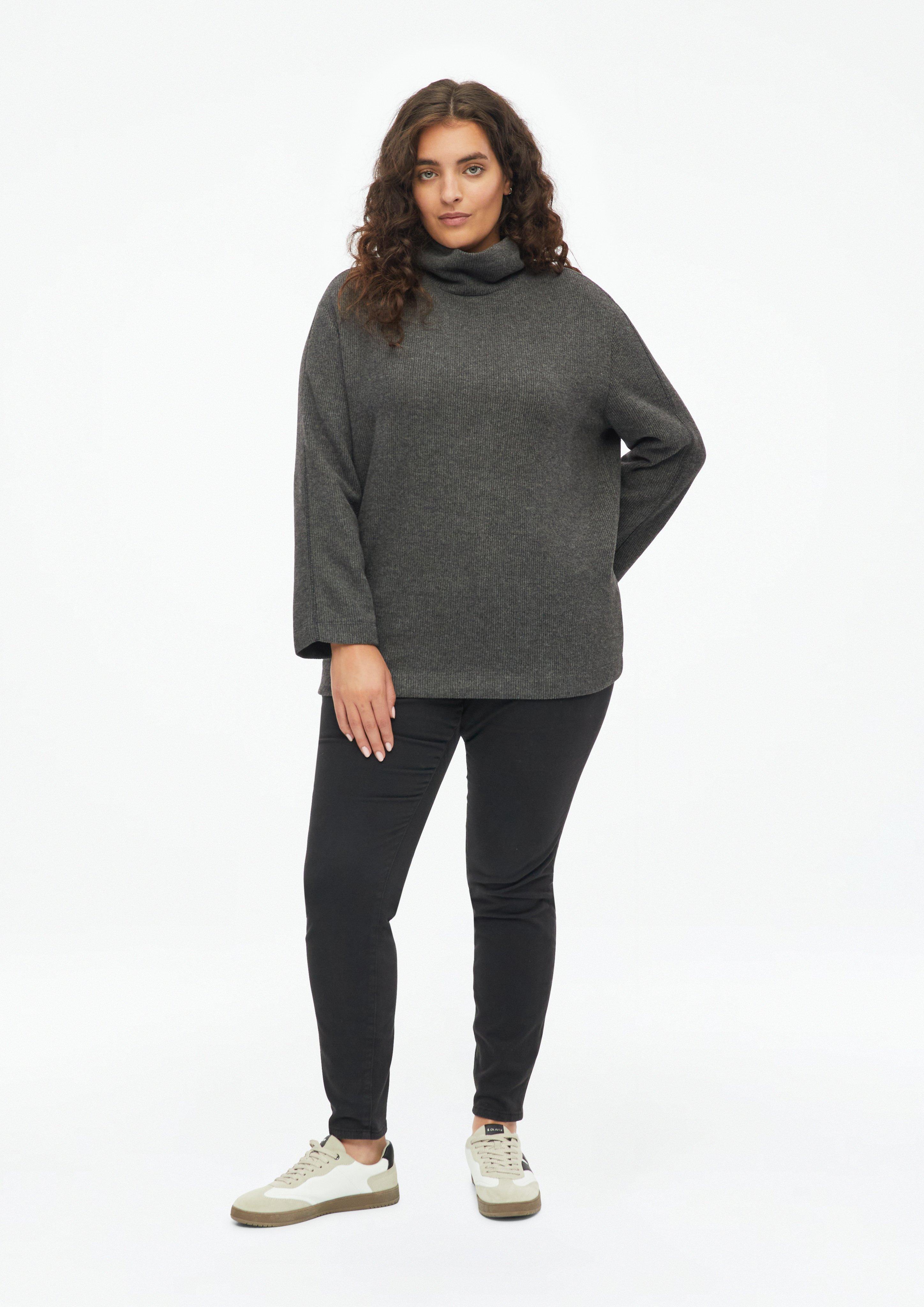 Women Soft Sweatshirt with a Stand-Up Collar in grey by s.Oliver CURVE