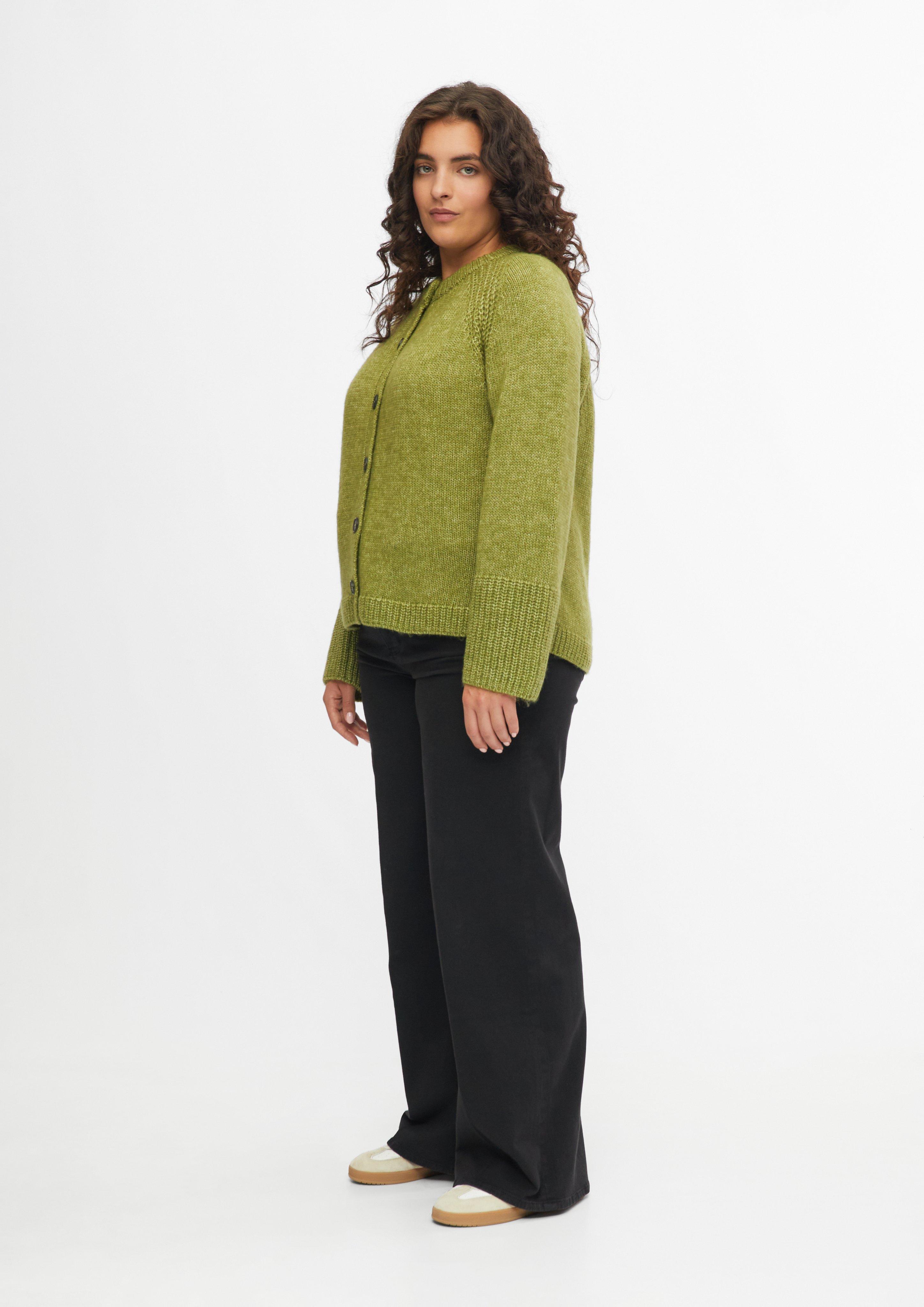 Femmes Cardigan avec des détails en côtes en vert de s.Oliver CURVE