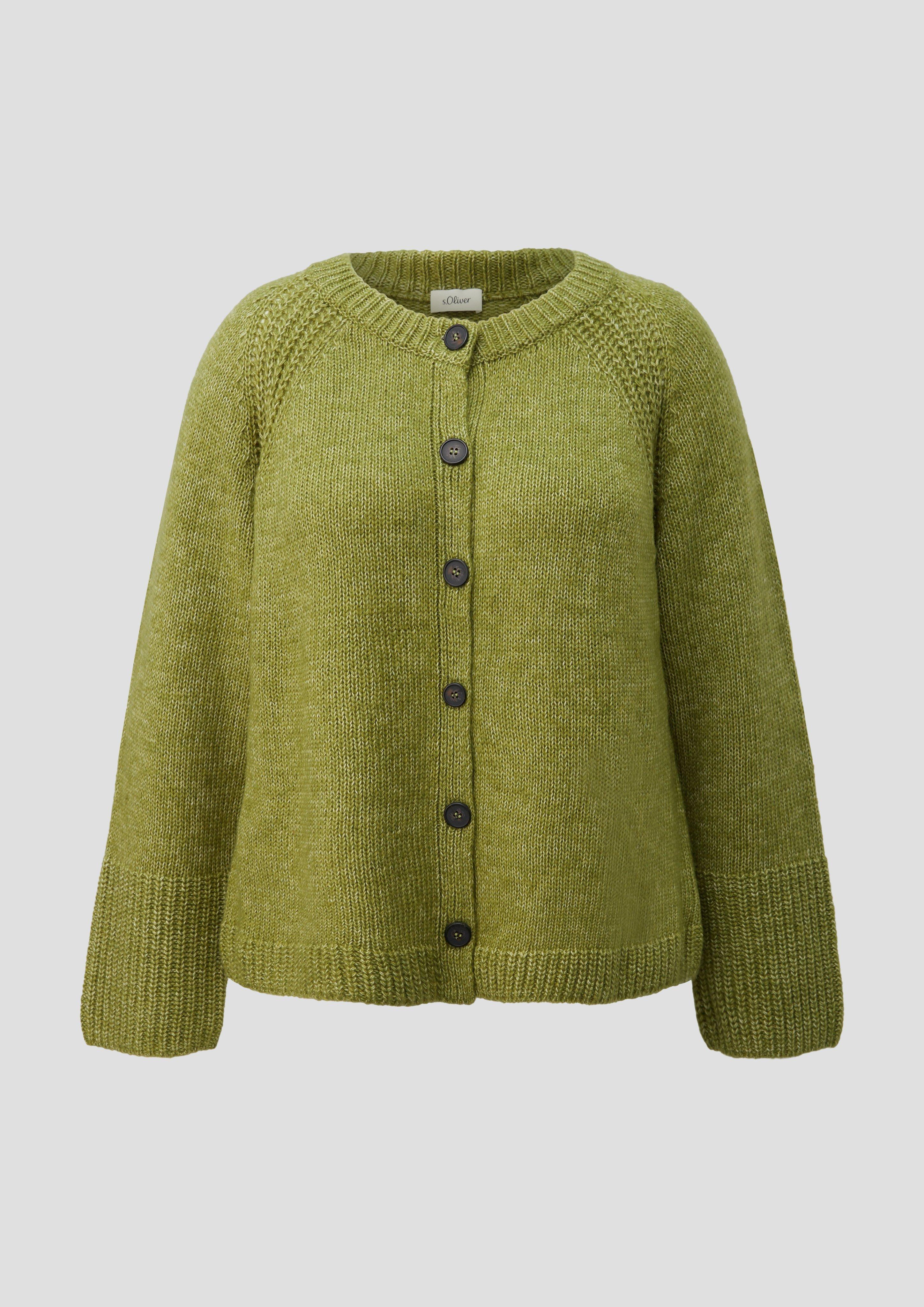 Femmes Cardigan avec des détails en côtes en vert de s.Oliver CURVE