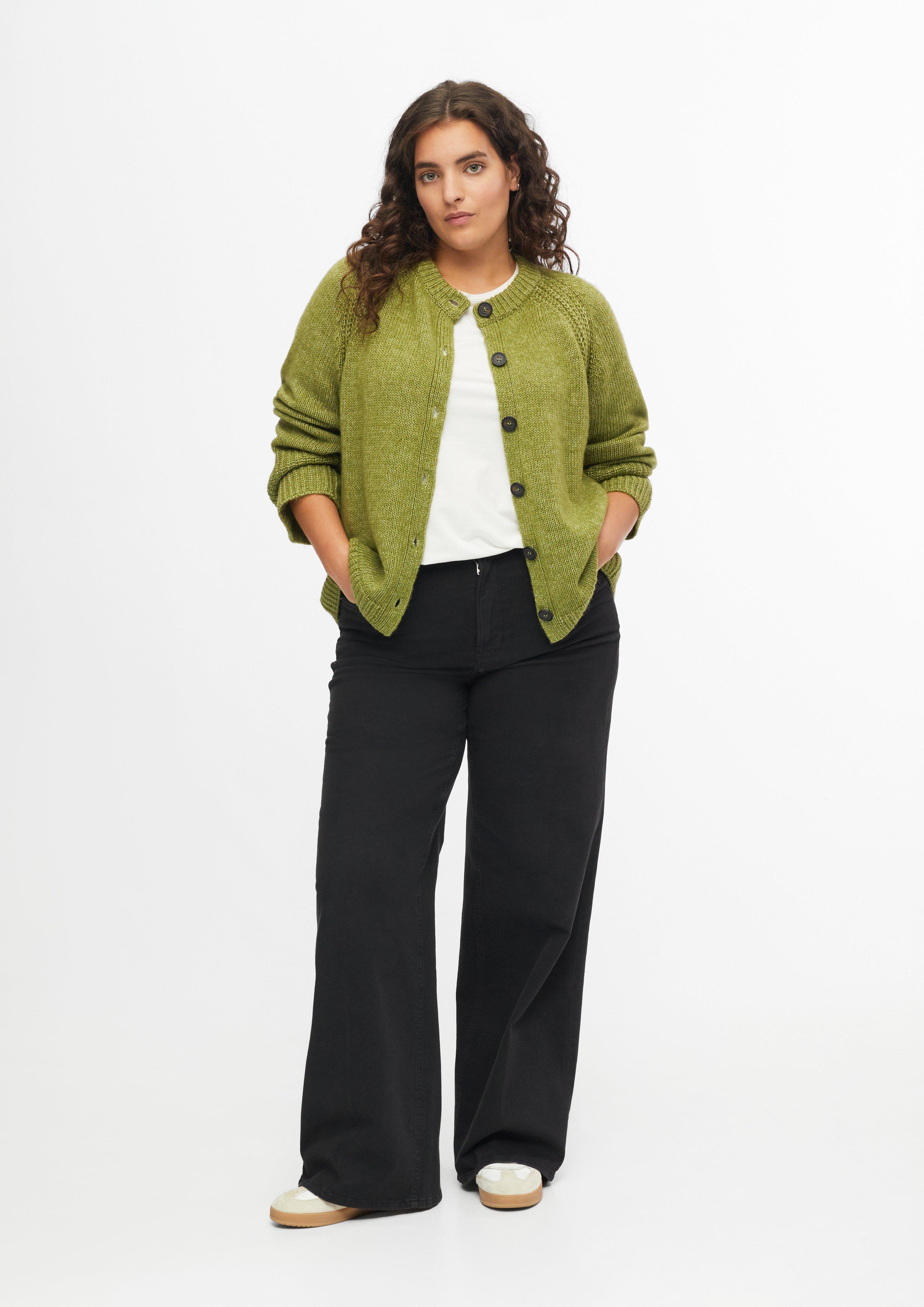 Femmes Cardigan avec des détails en côtes en vert de s.Oliver CURVE