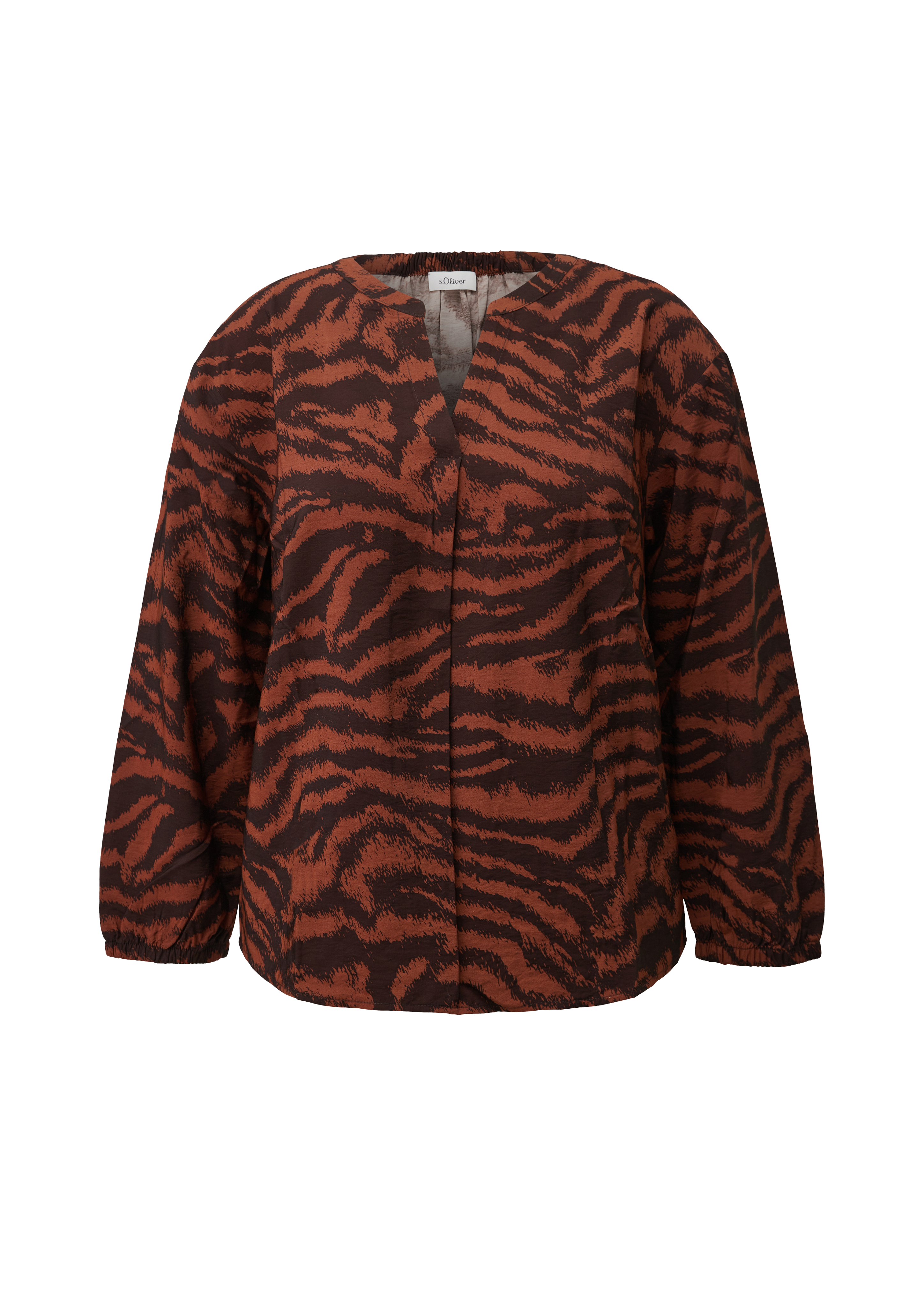 Blouse met dierenprint en plooien