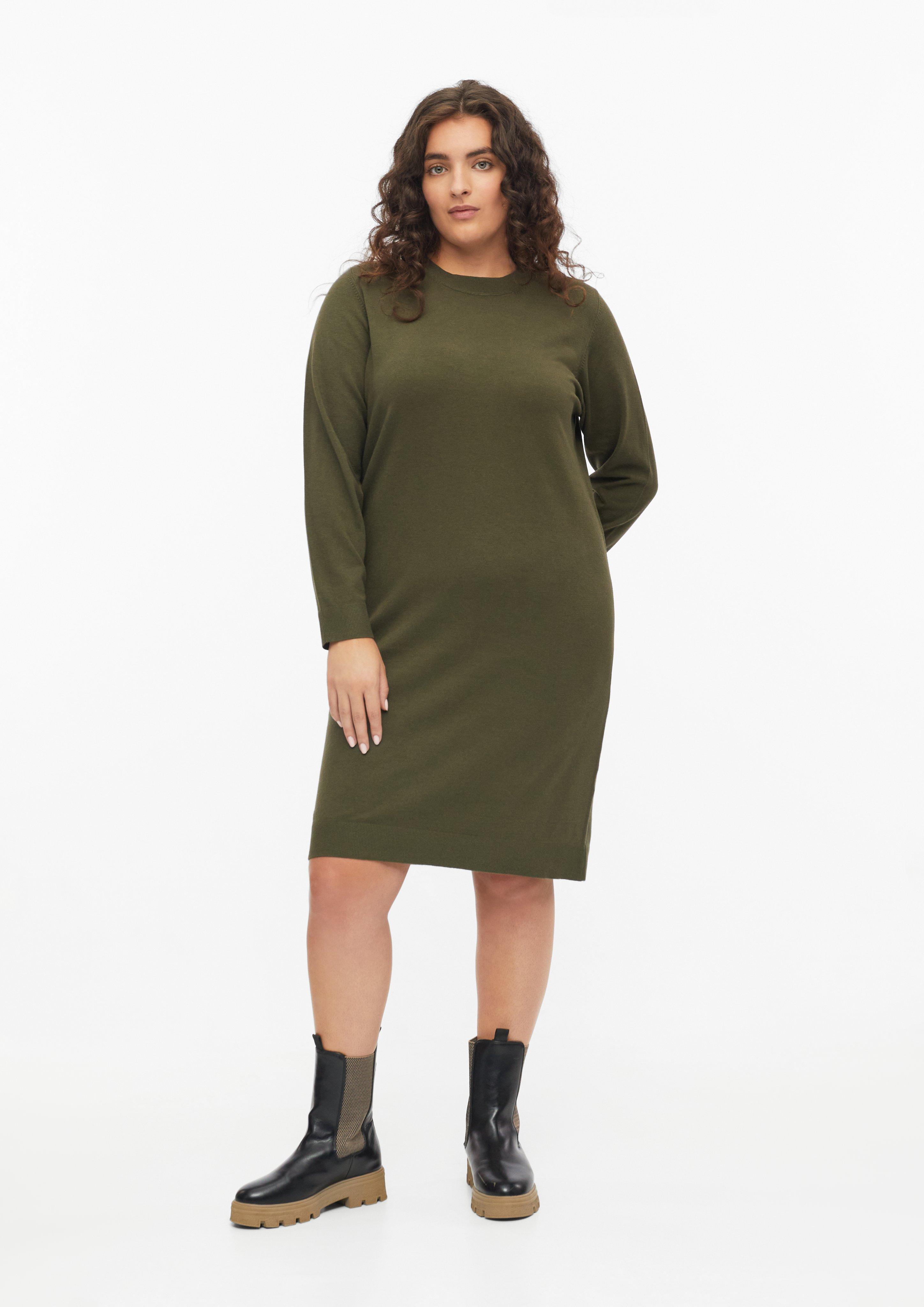 Damen Strickkleid aus Viskosemix in olive von s.Oliver CURVE