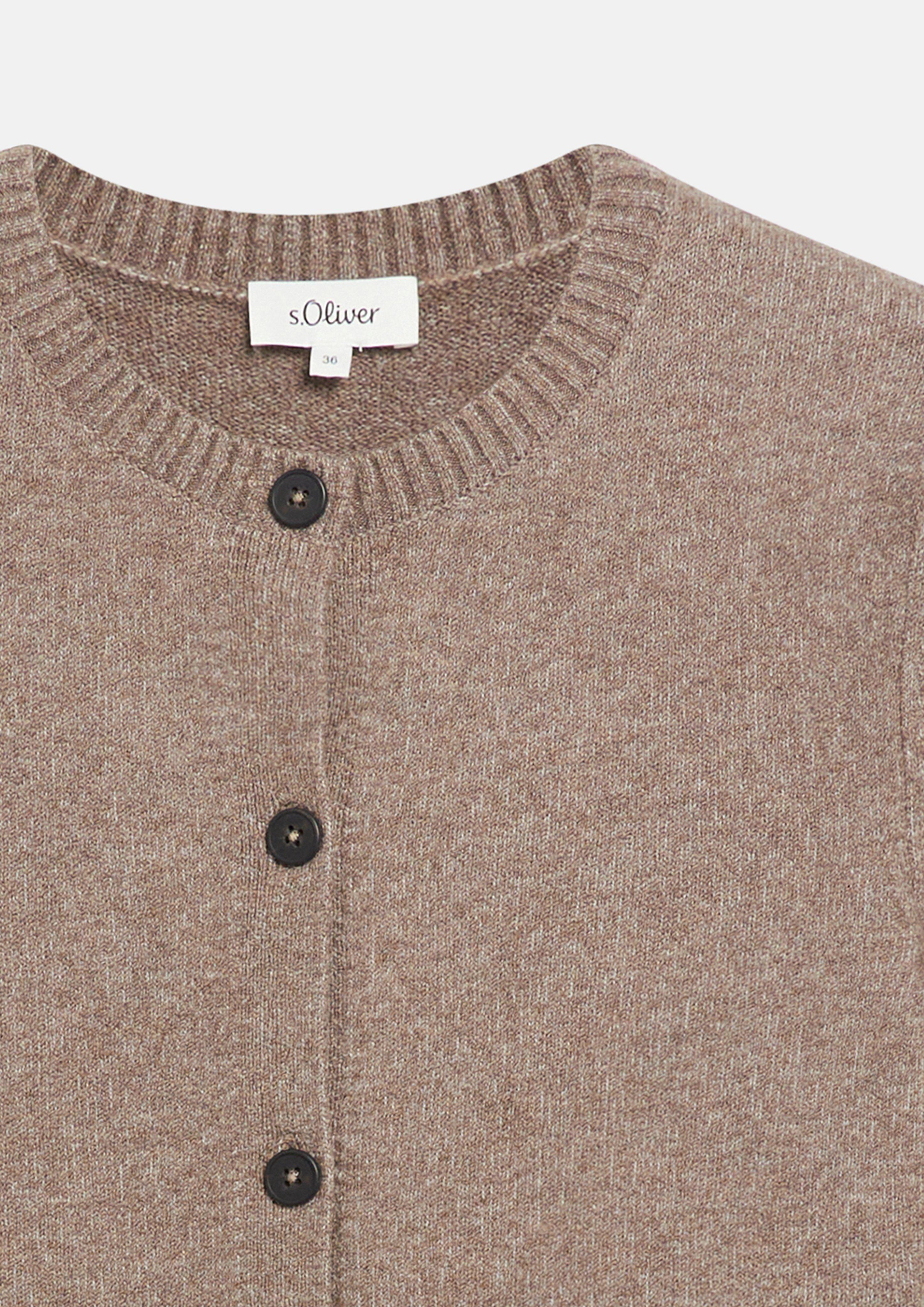 Femmes Cardigan à manches courtes avec patte de boutonnage en brun de s.Oliver