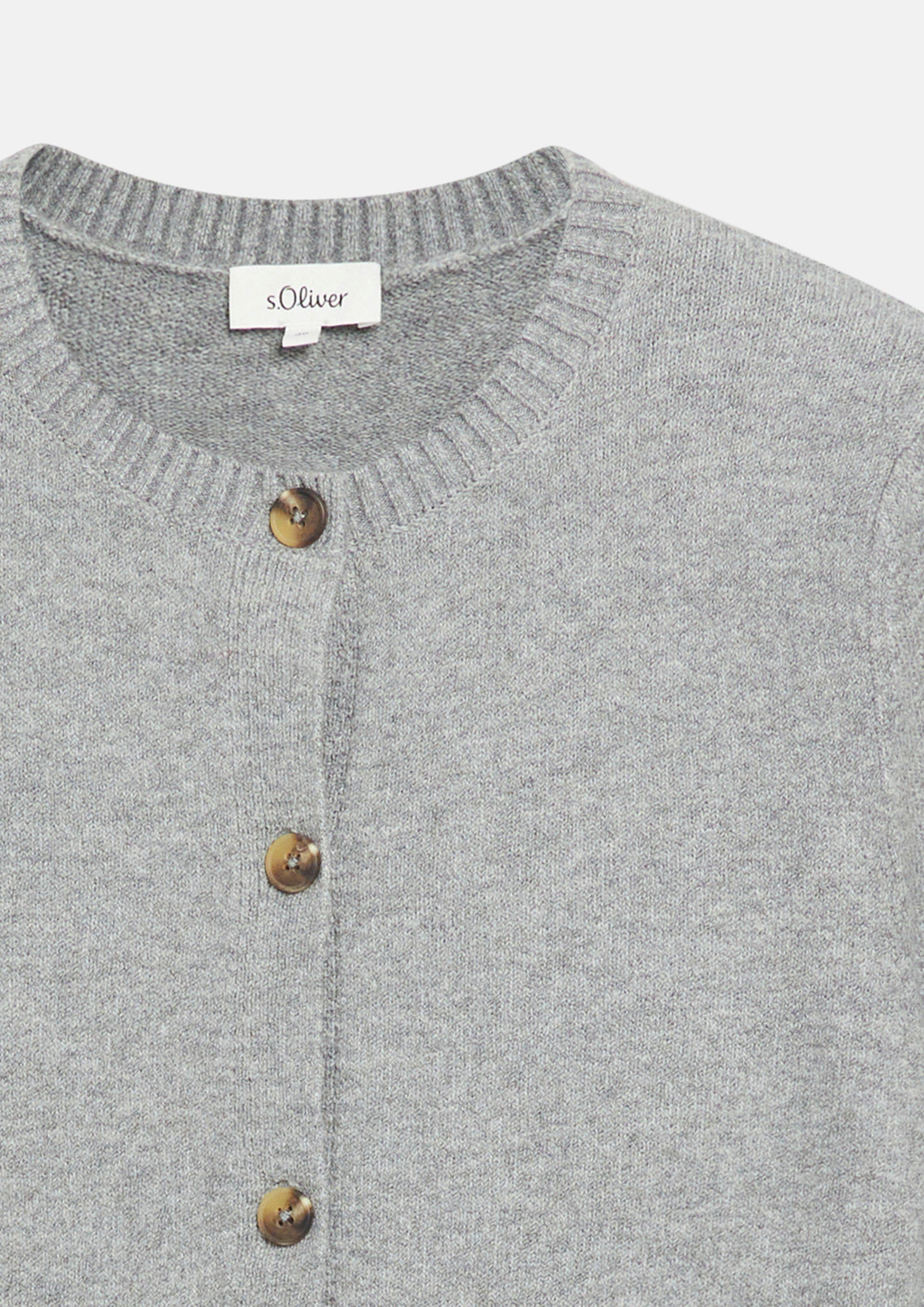 Femmes Cardigan à manches courtes avec patte de boutonnage en gris de s.Oliver