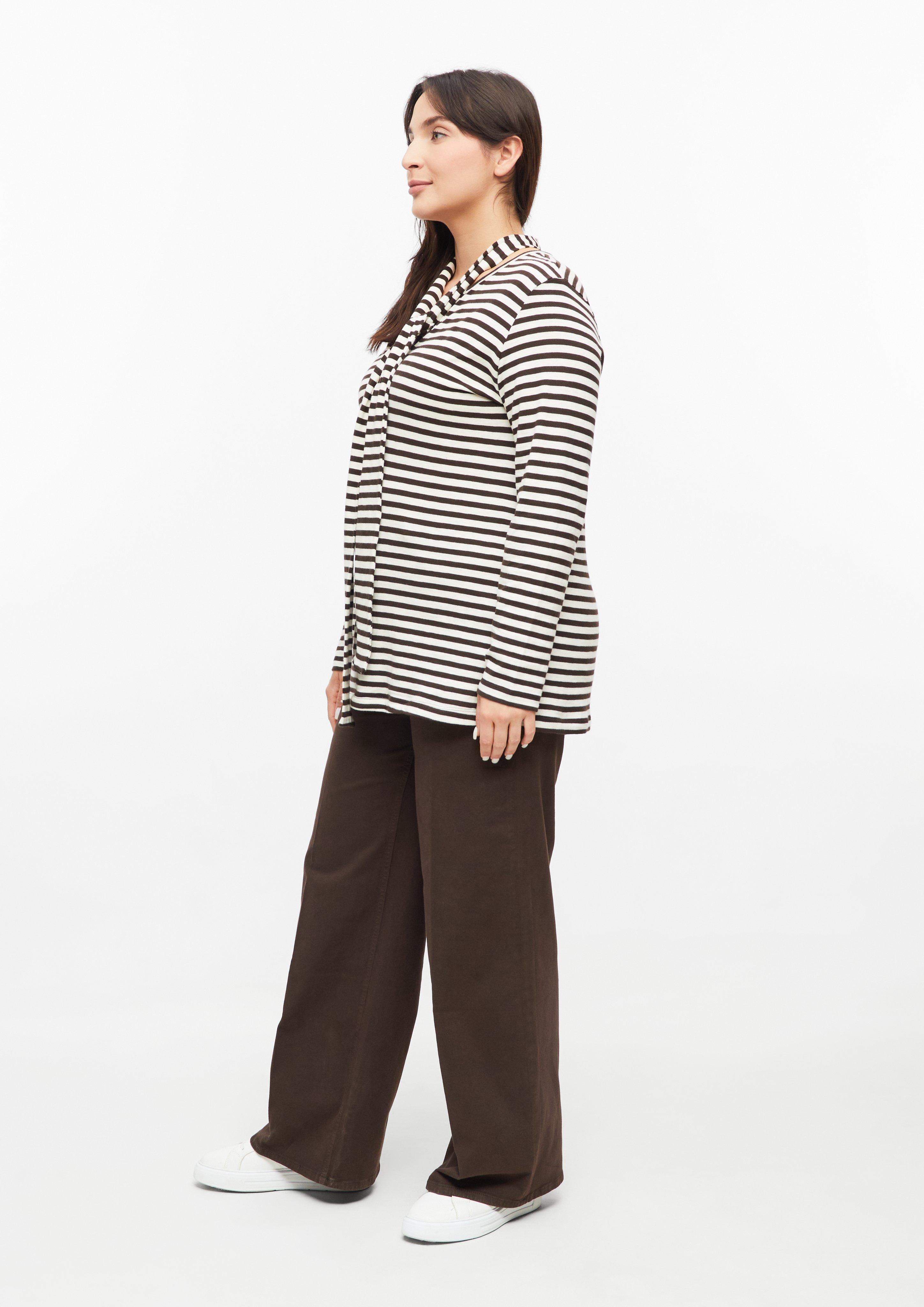 Femmes T-shirt Henley avec écharpe amovible en beige de s.Oliver CURVE