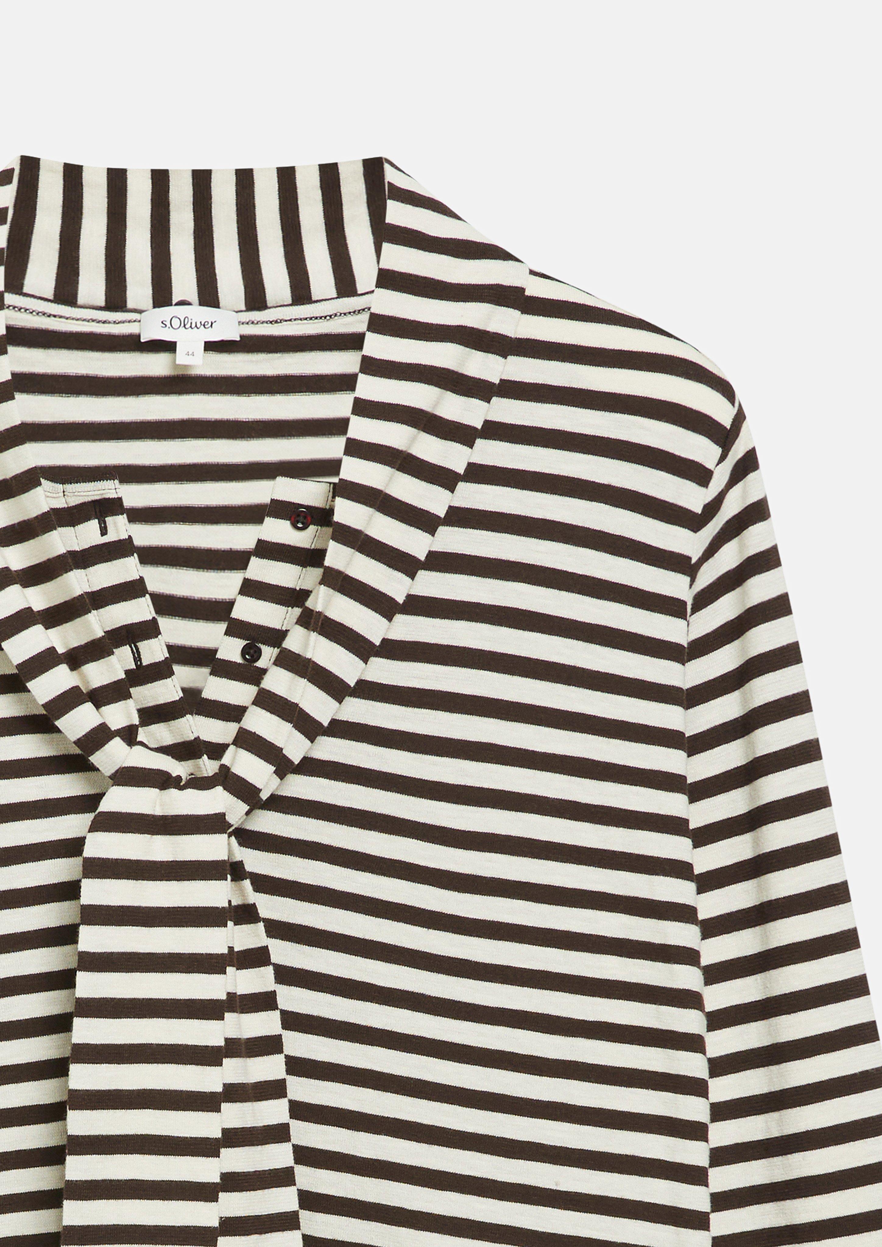 Femmes T-shirt Henley avec écharpe amovible en beige de s.Oliver CURVE