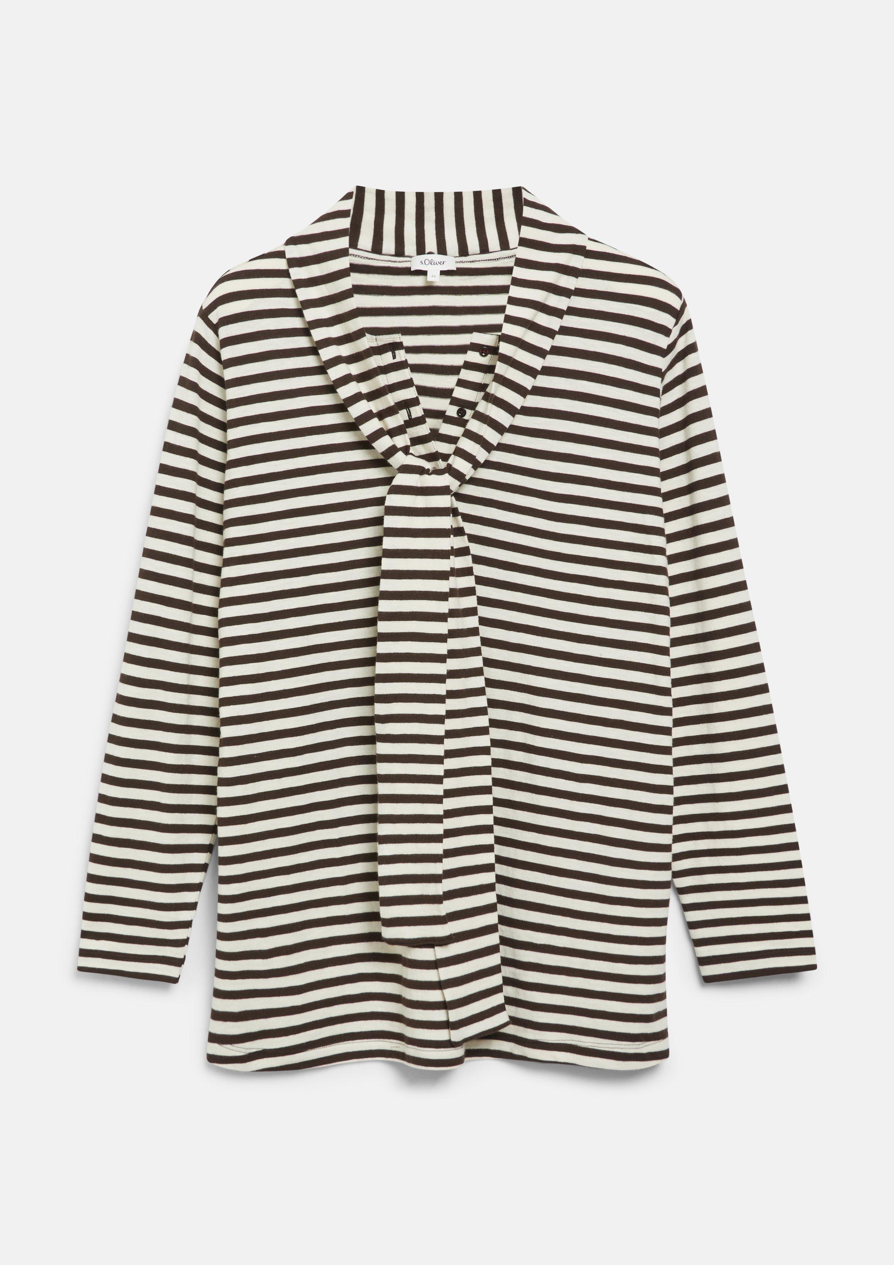 Femmes T-shirt Henley avec écharpe amovible en beige de s.Oliver CURVE