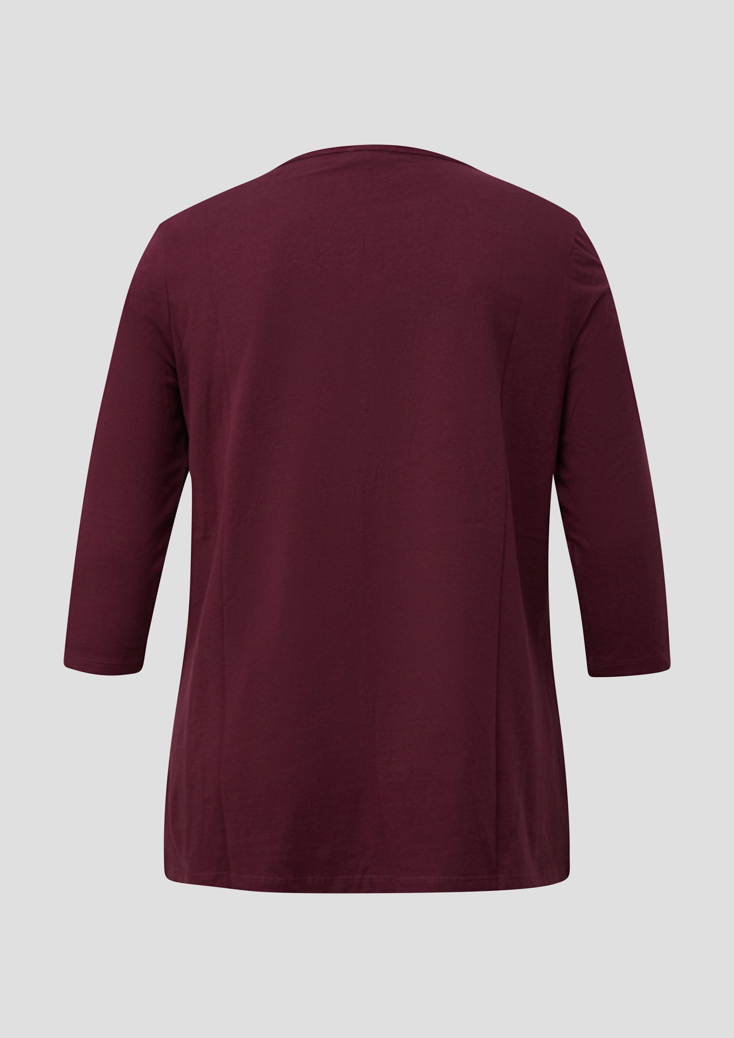 Damen T-Shirt mit dekorativem U-Boot-Ausschnitt in rot von s.Oliver CURVE
