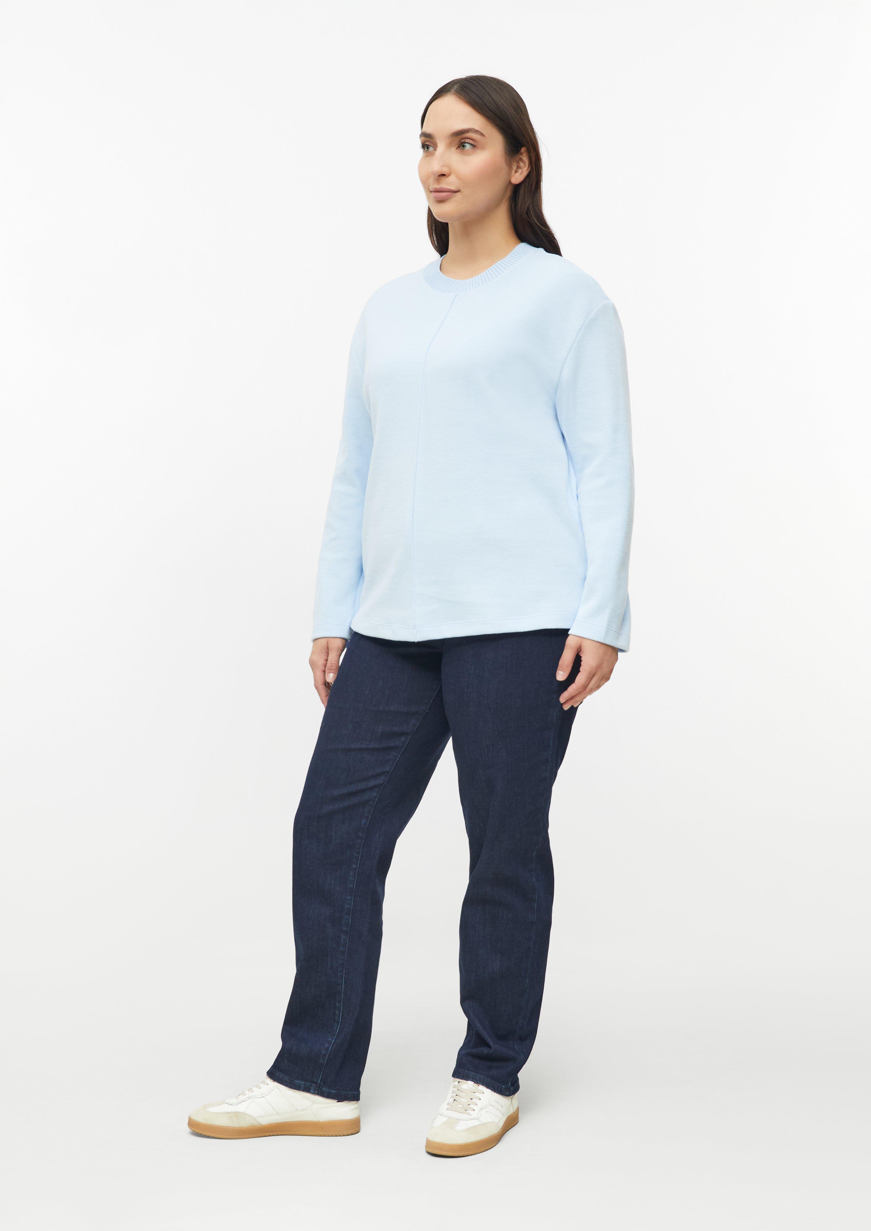 Dames Gevleeceerd sweatshirt met relaxte pasvorm in blauw van s.Oliver CURVE