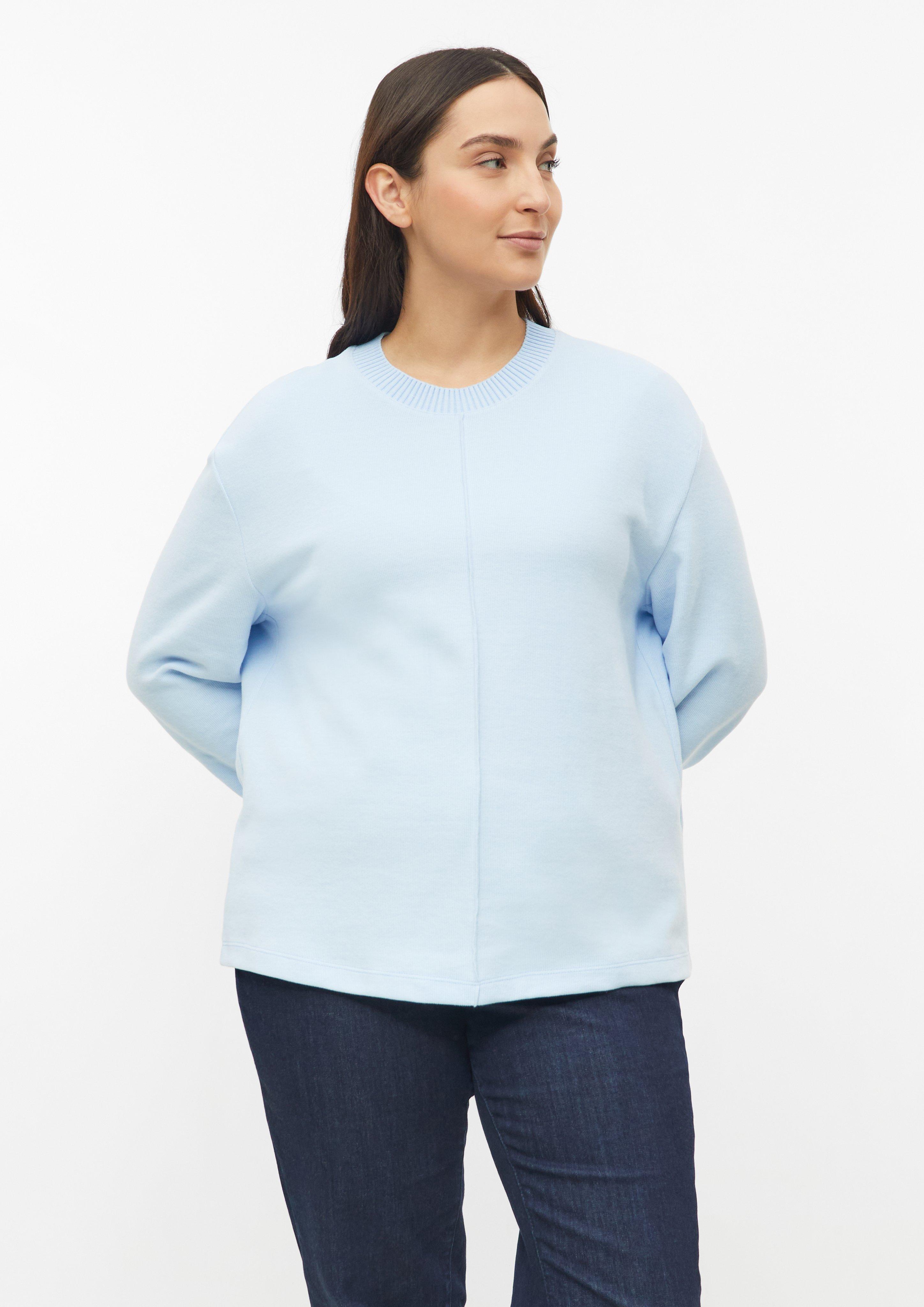 Sweat-shirt brossé à la coupe décontractée en bleu clair de s.Oliver CURVE