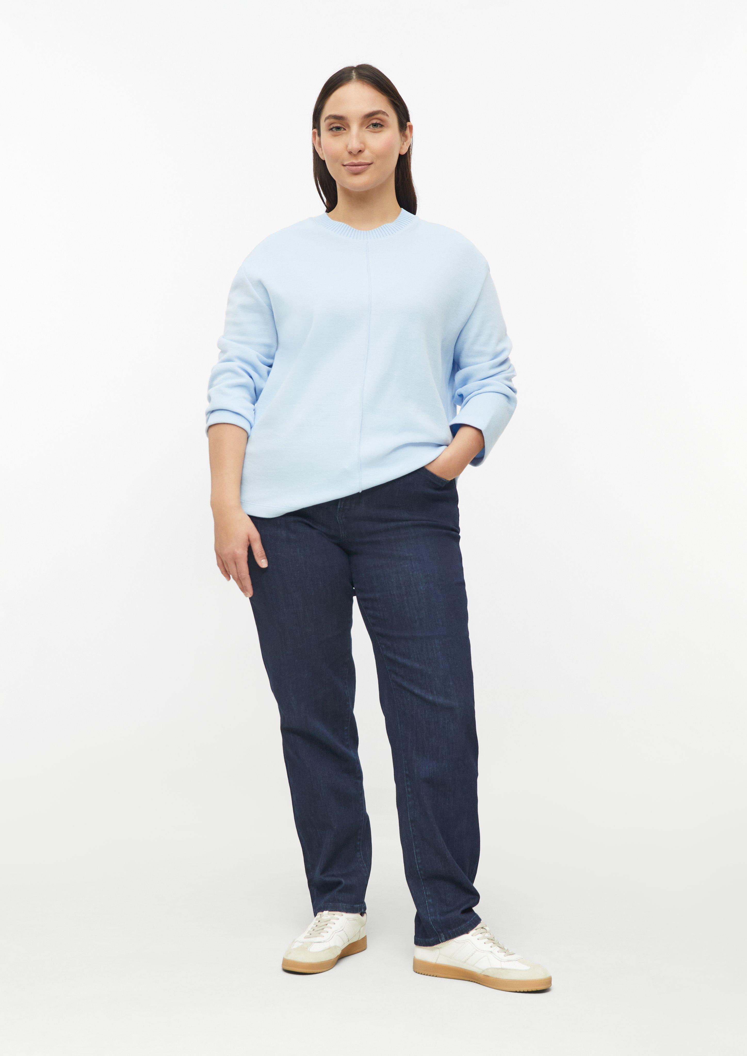 Dames Gevleeceerd sweatshirt met relaxte pasvorm in blauw van s.Oliver CURVE