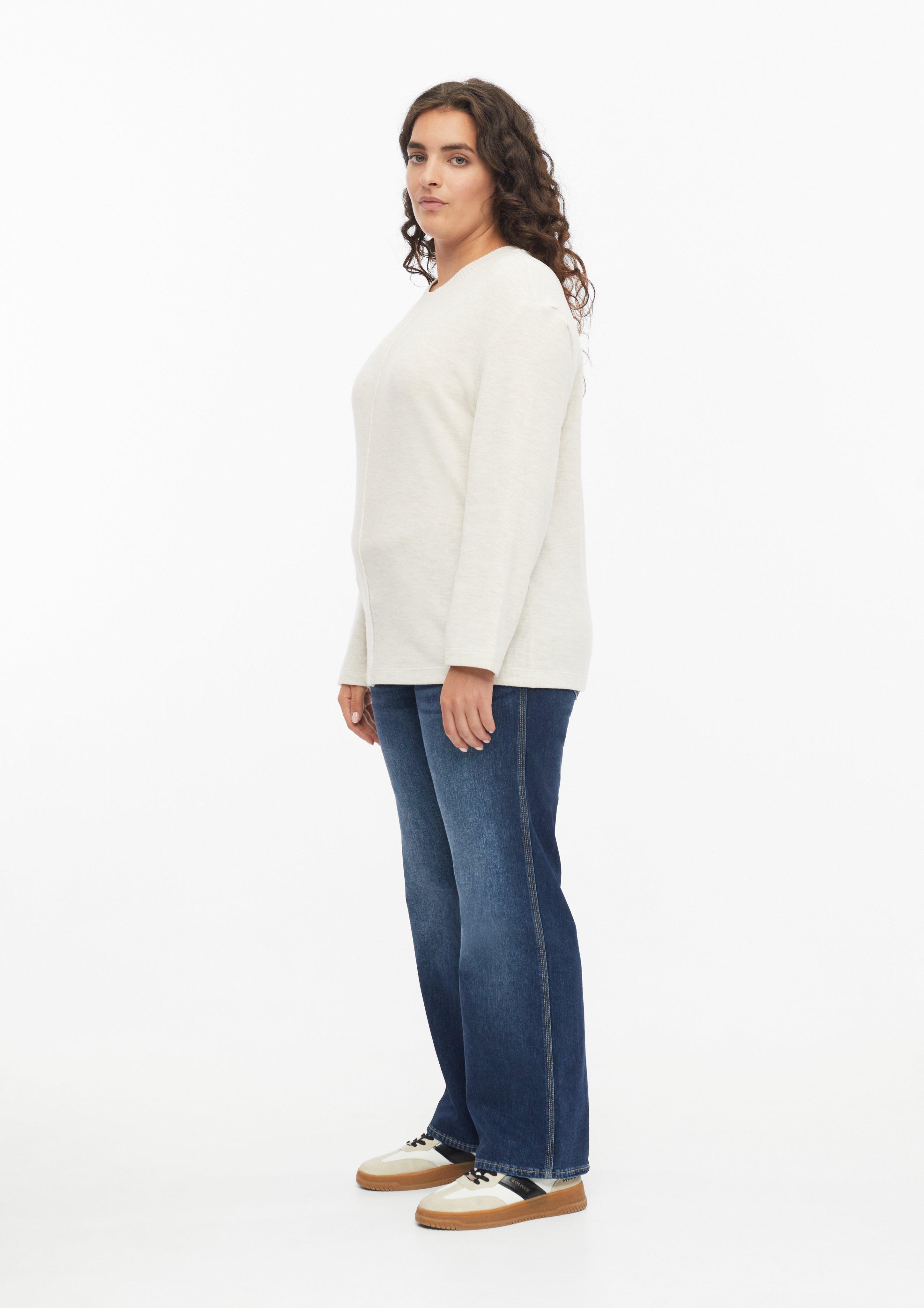 Dames Gevleeceerd sweatshirt met relaxte pasvorm in beige van s.Oliver CURVE