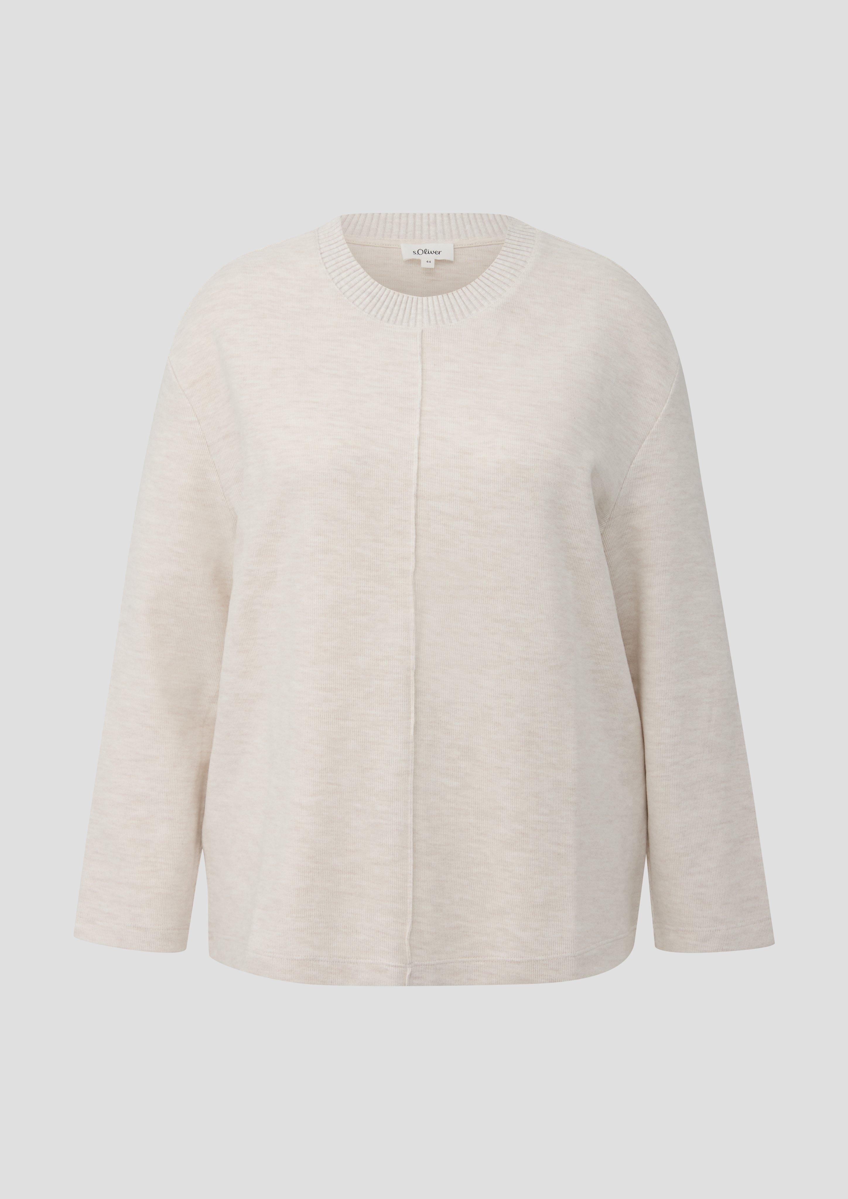 Femmes Sweat-shirt brossé à la coupe décontractée en beige de s.Oliver CURVE