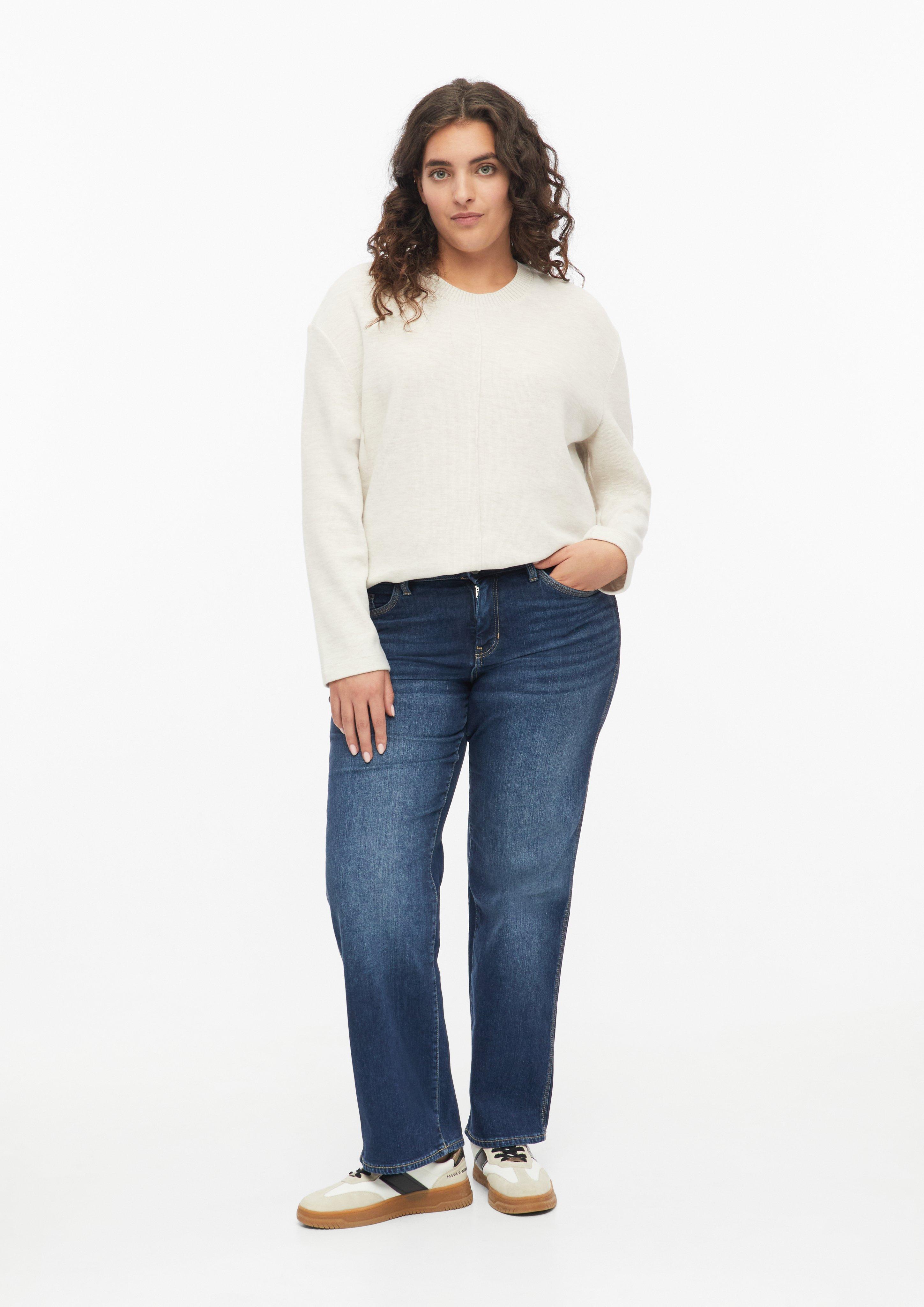 Dames Gevleeceerd sweatshirt met relaxte pasvorm in beige van s.Oliver CURVE