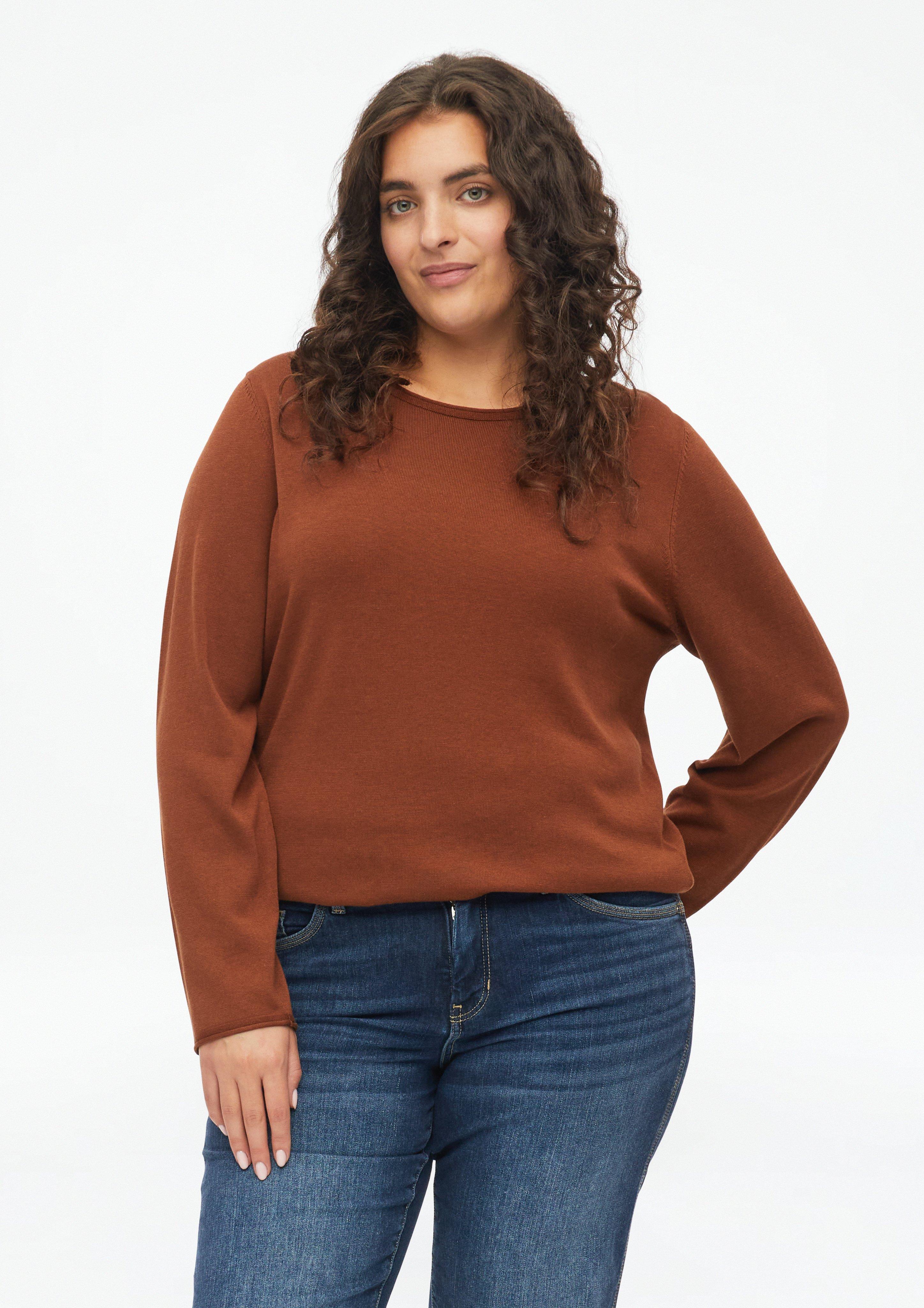 Feinstrickpullover mit Rollkante in Farbe mokka von s.Oliver CURVE