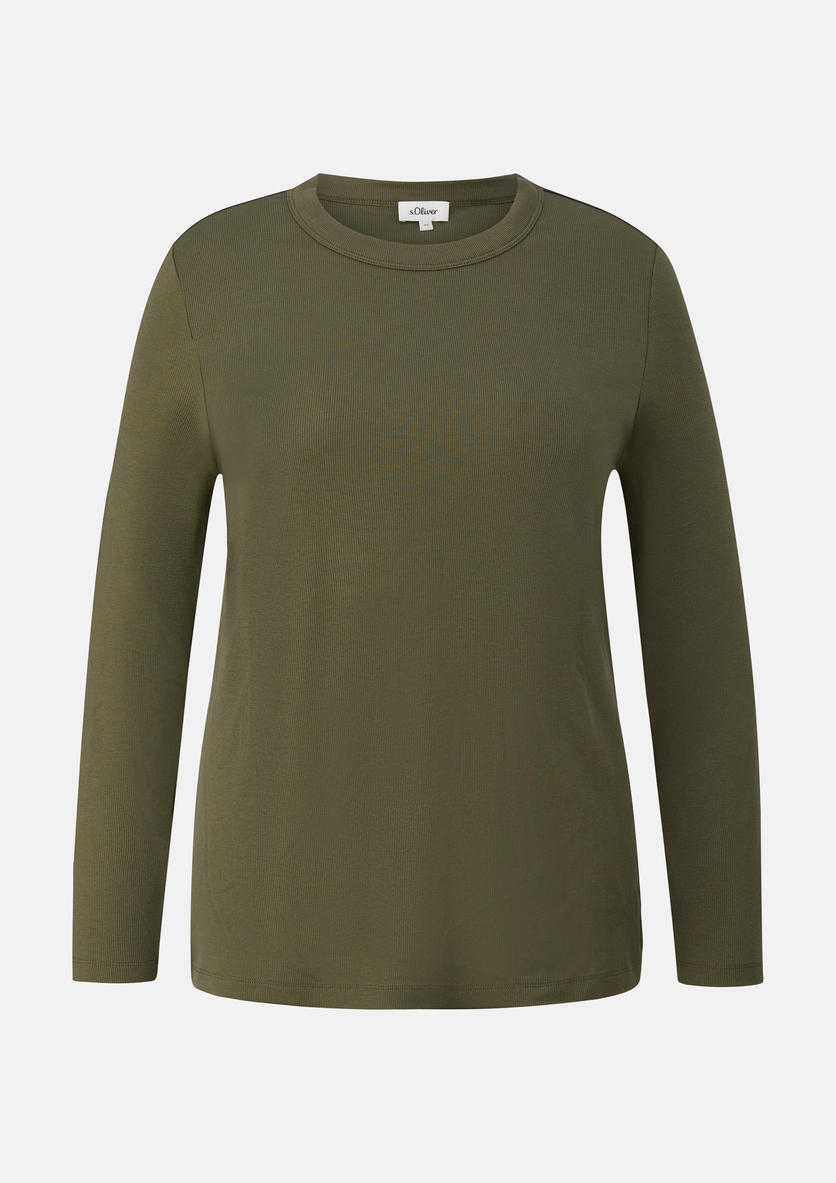Damen Langarmshirt mit Rippstruktur in olive von s.Oliver CURVE