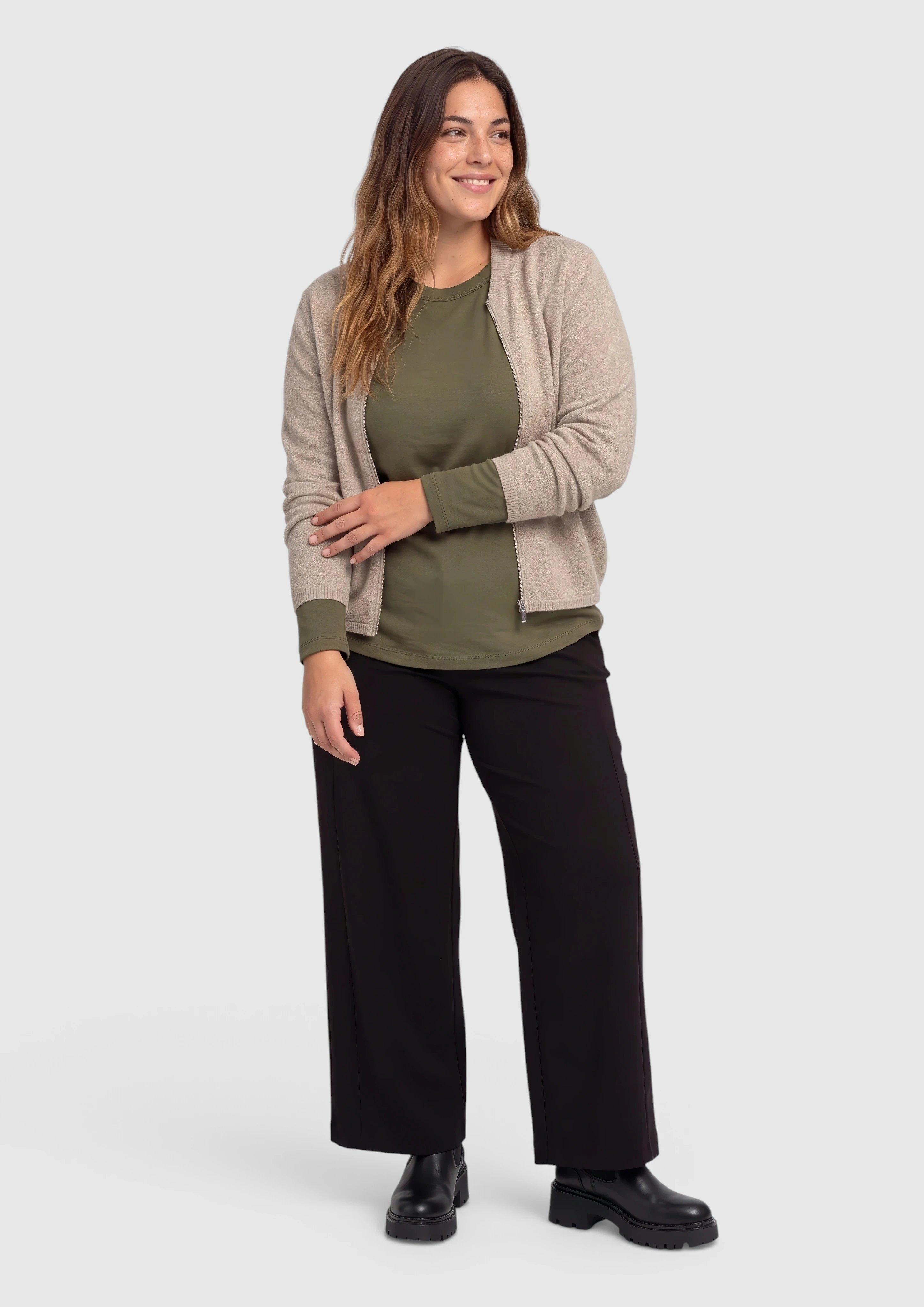 Damen Langarmshirt mit Rippstruktur in olive von s.Oliver CURVE